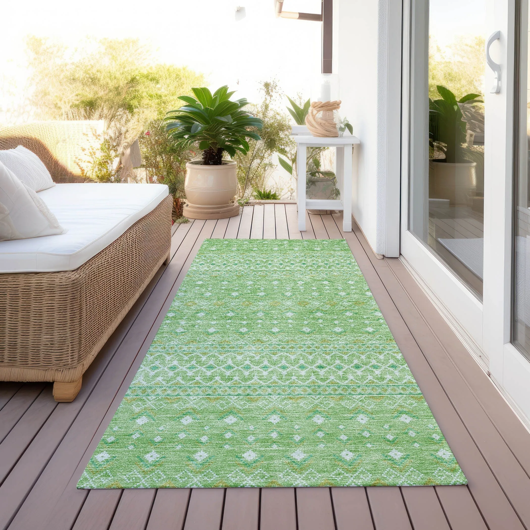 Machine Washable Indoor/ Outdoor Chantille Morrocan Boho Rug