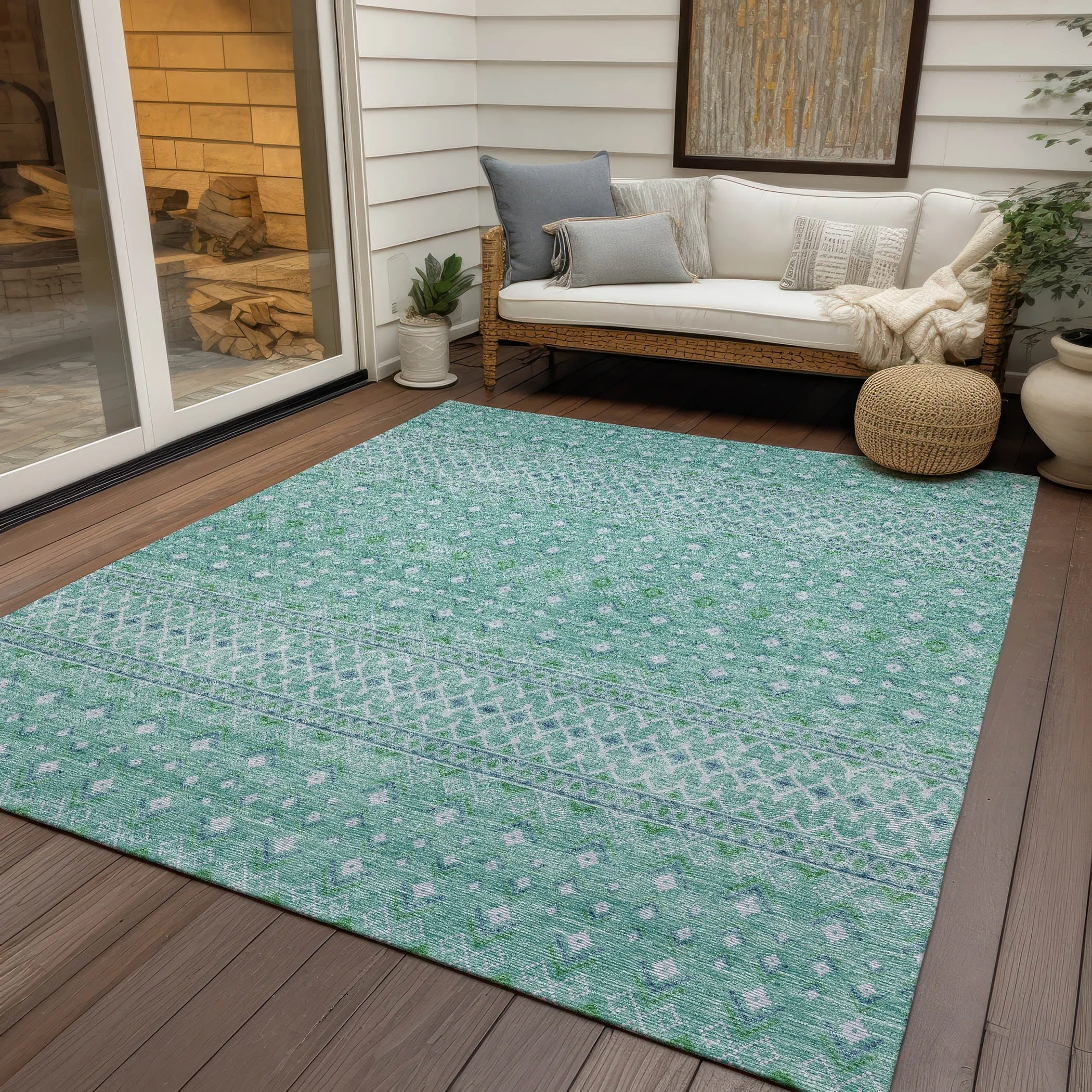Machine Washable Indoor/ Outdoor Chantille Morrocan Boho Rug
