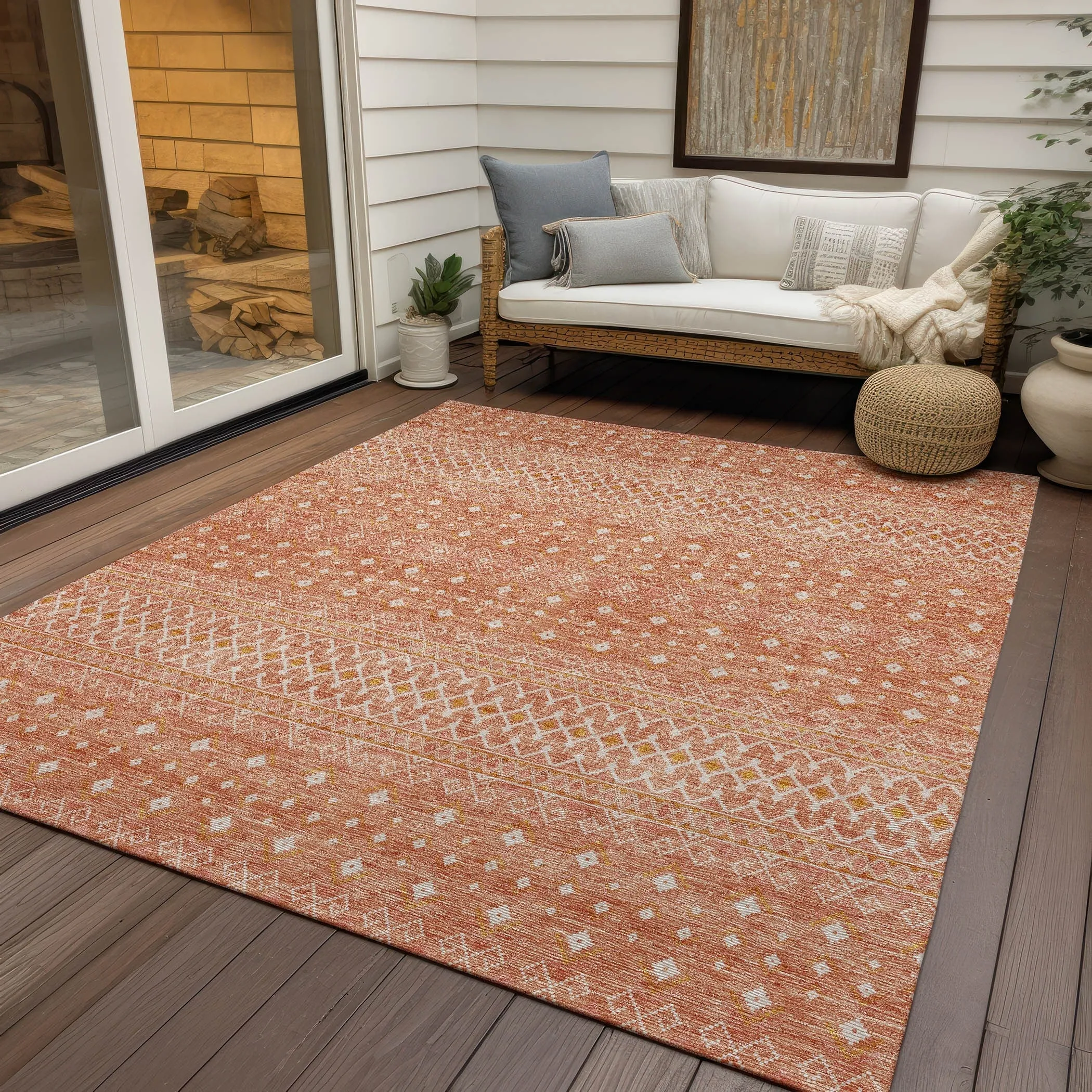 Machine Washable Indoor/ Outdoor Chantille Morrocan Boho Rug