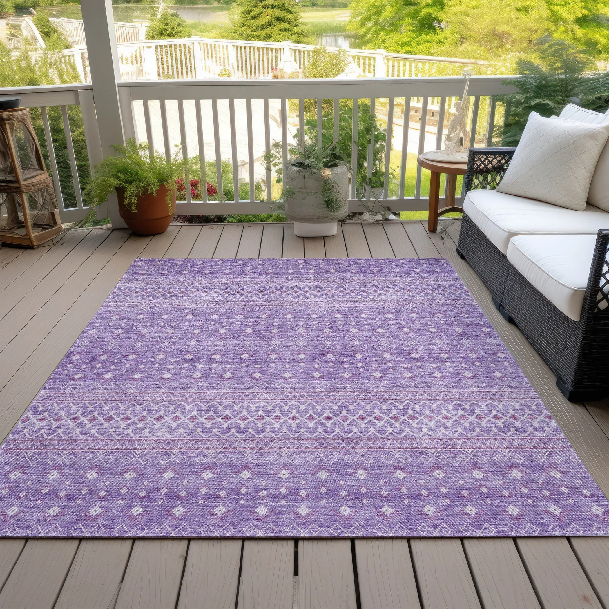 Machine Washable Indoor/ Outdoor Chantille Morrocan Boho Rug
