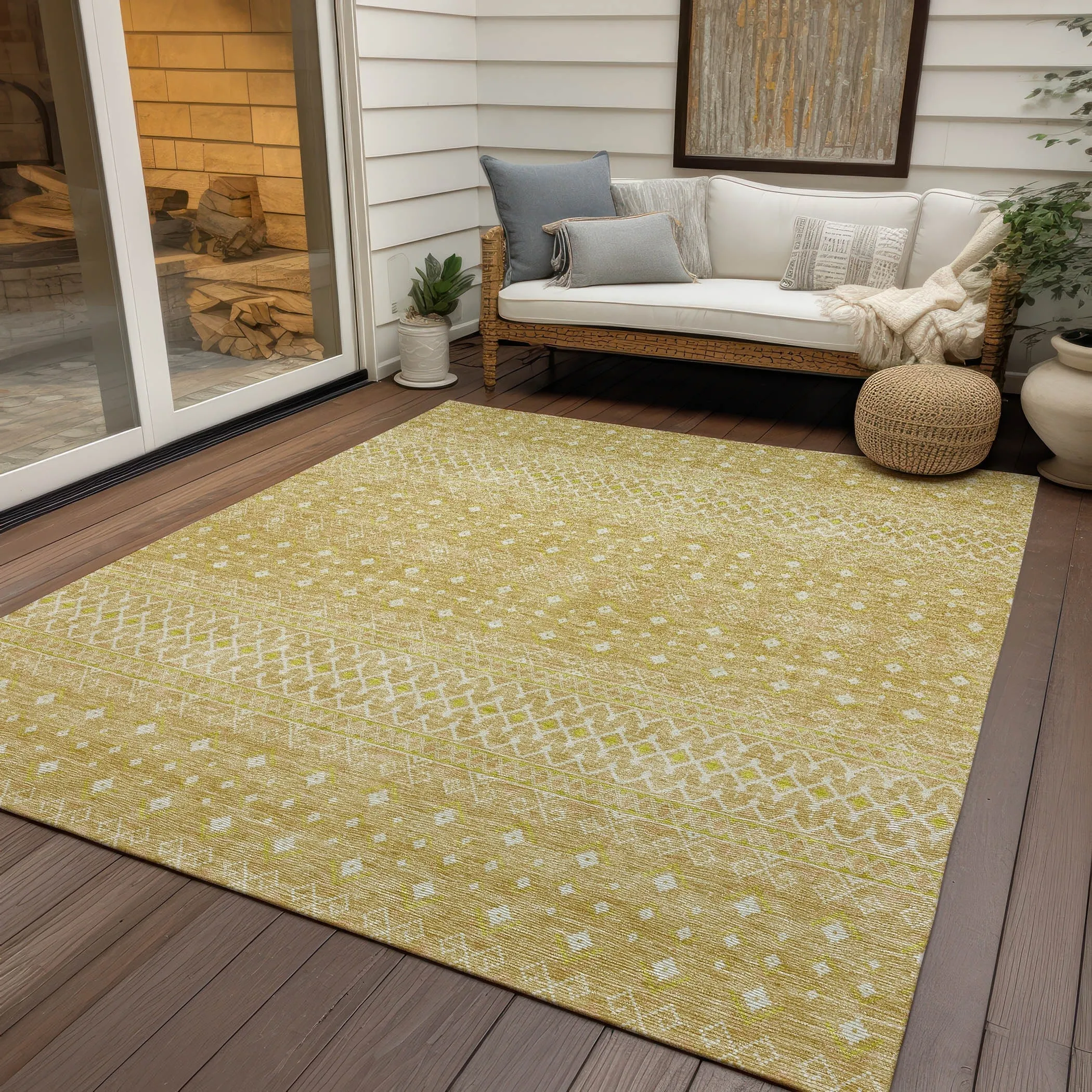 Machine Washable Indoor/ Outdoor Chantille Morrocan Boho Rug
