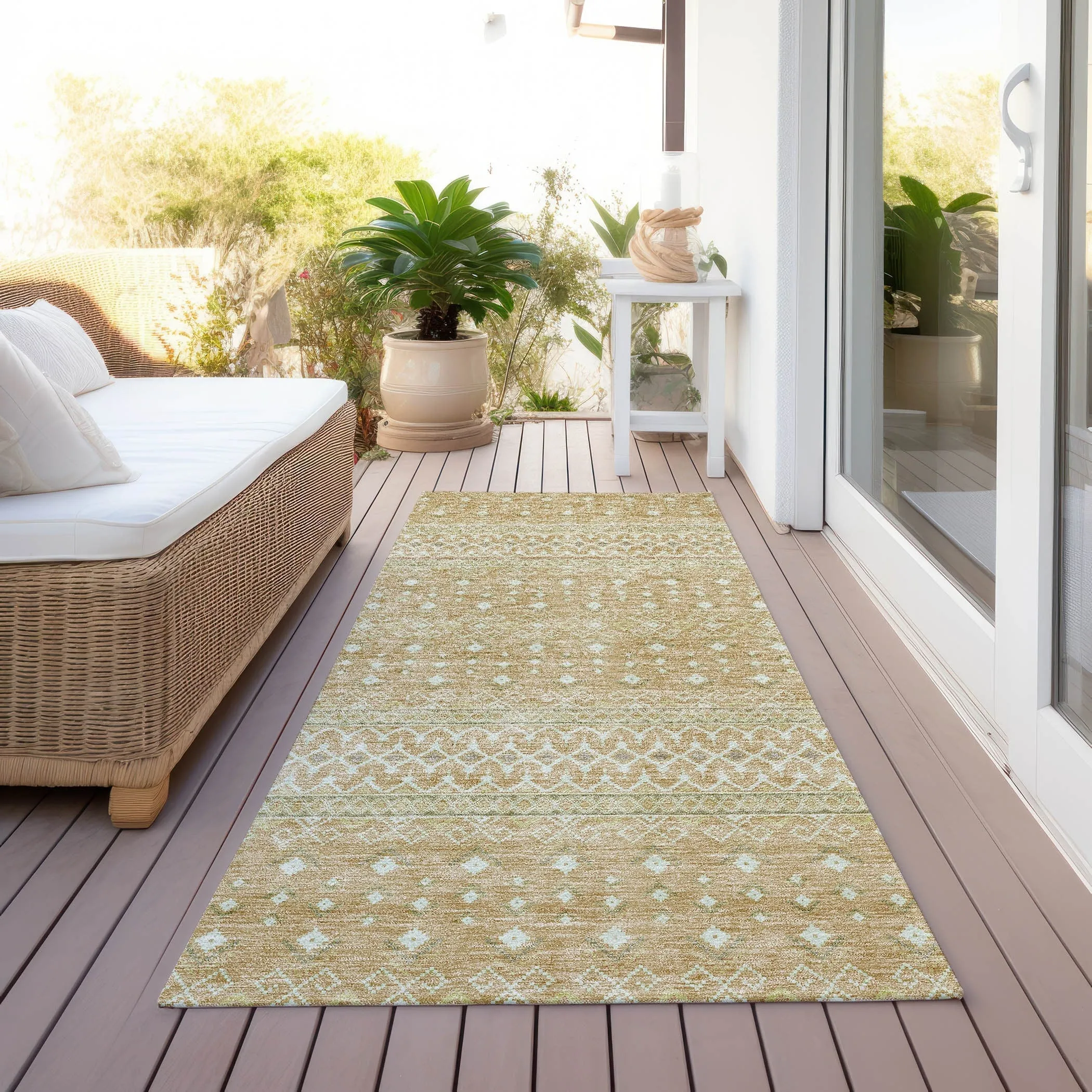 Machine Washable Indoor/ Outdoor Chantille Morrocan Boho Rug