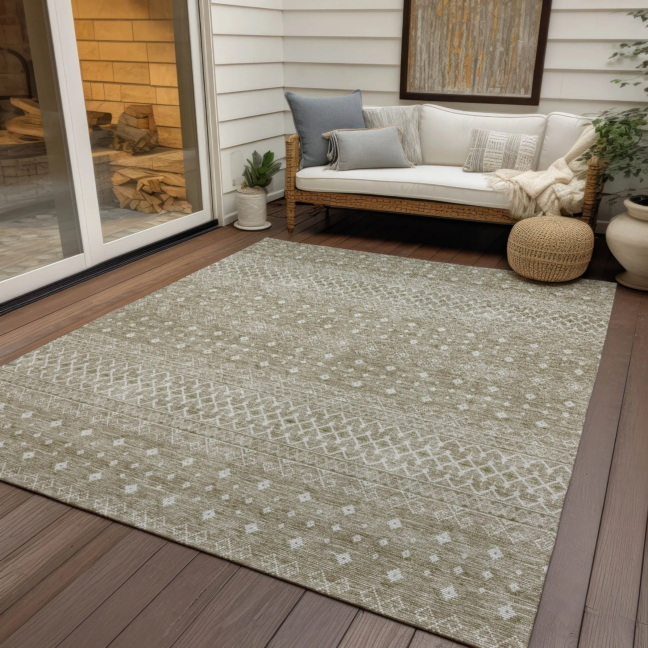 Machine Washable Indoor/ Outdoor Chantille Morrocan Boho Rug