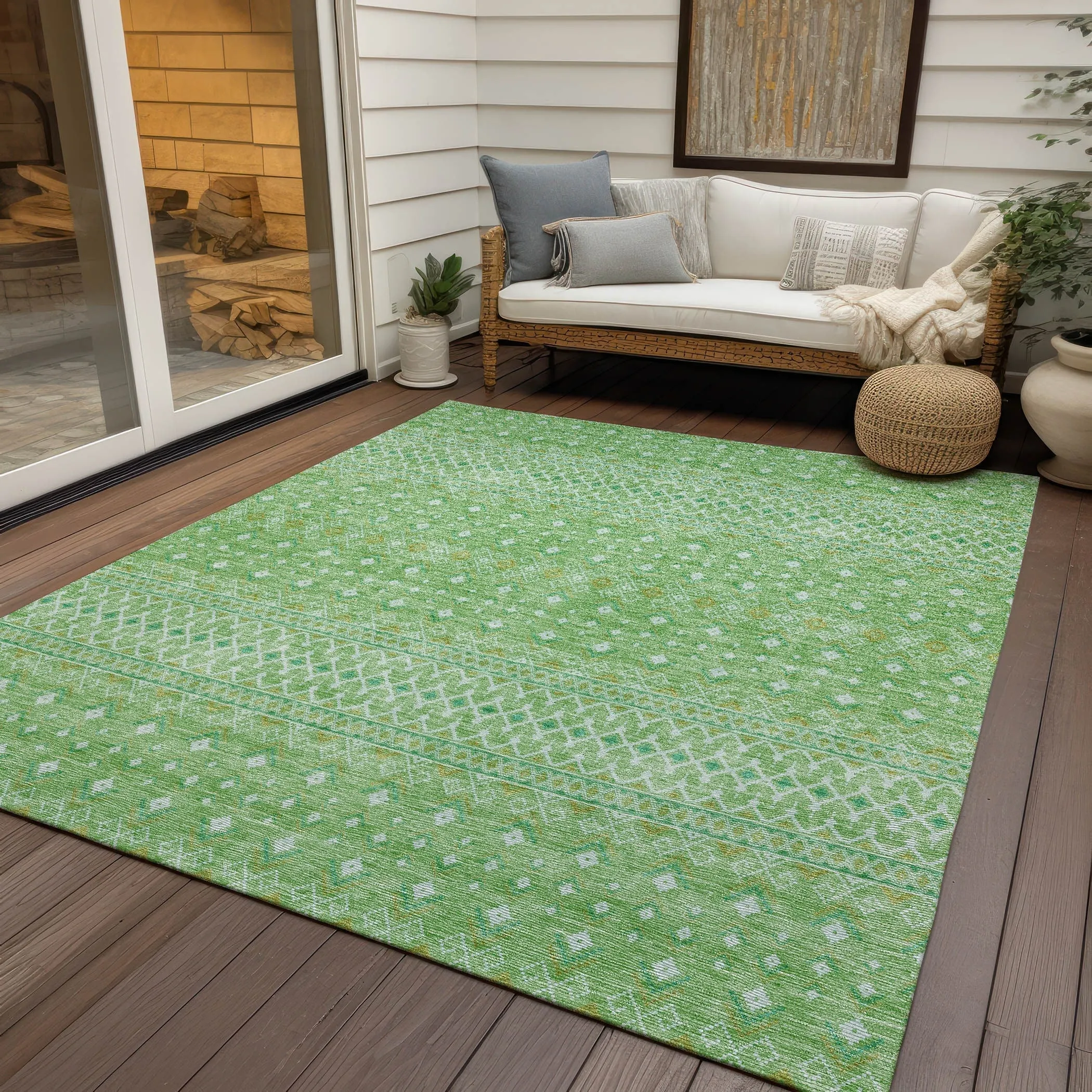 Machine Washable Indoor/ Outdoor Chantille Morrocan Boho Rug