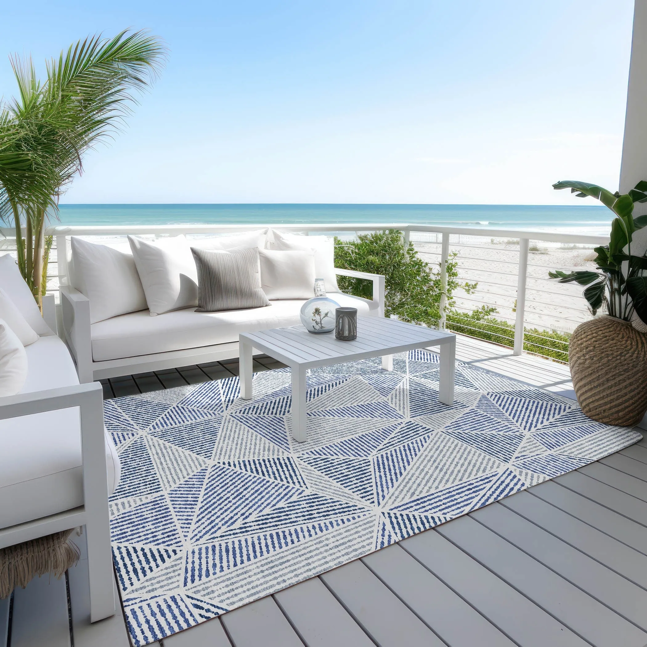 Machine Washable Indoor/ Outdoor Chantille Mosaic Geometric Rug