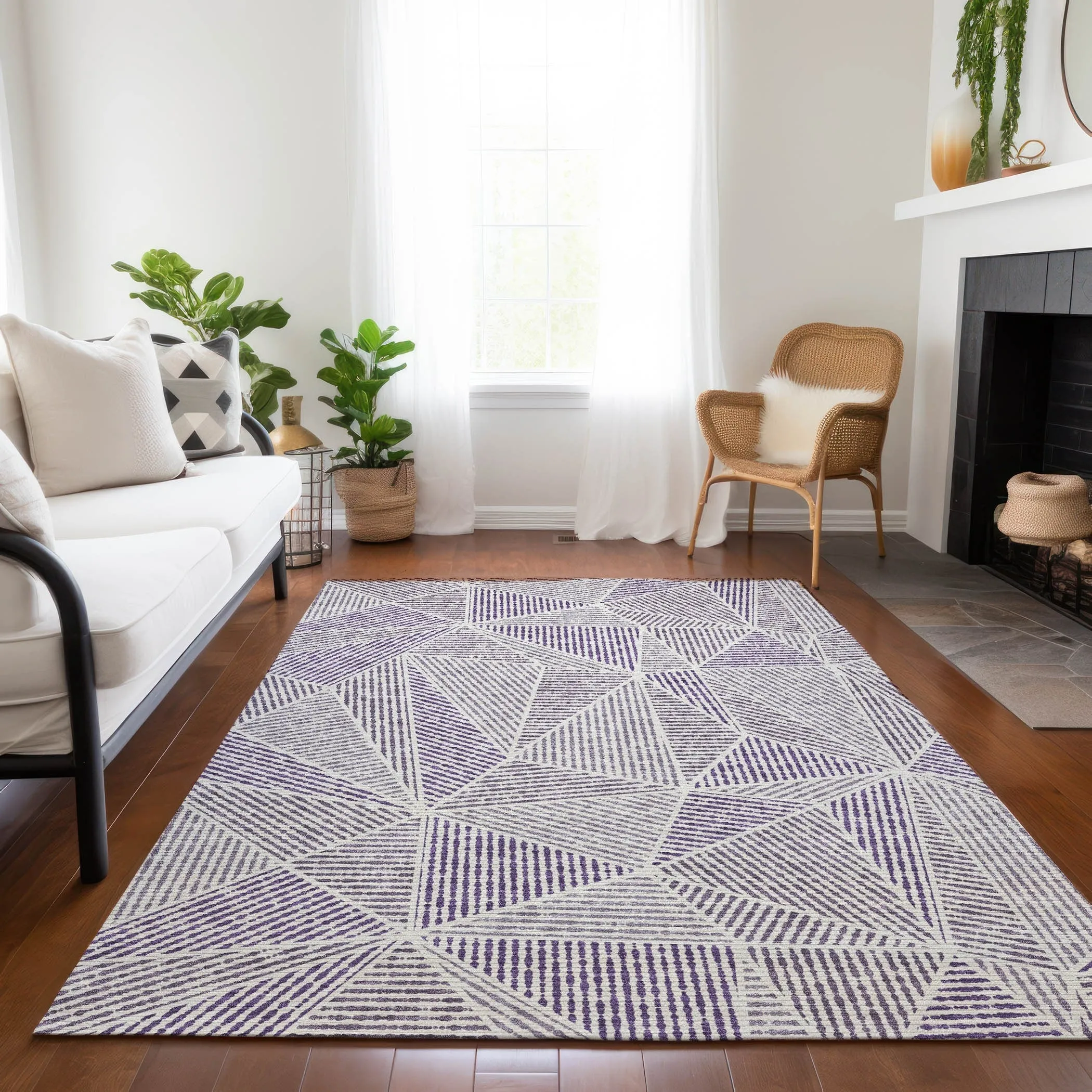 Machine Washable Indoor/ Outdoor Chantille Mosaic Geometric Rug