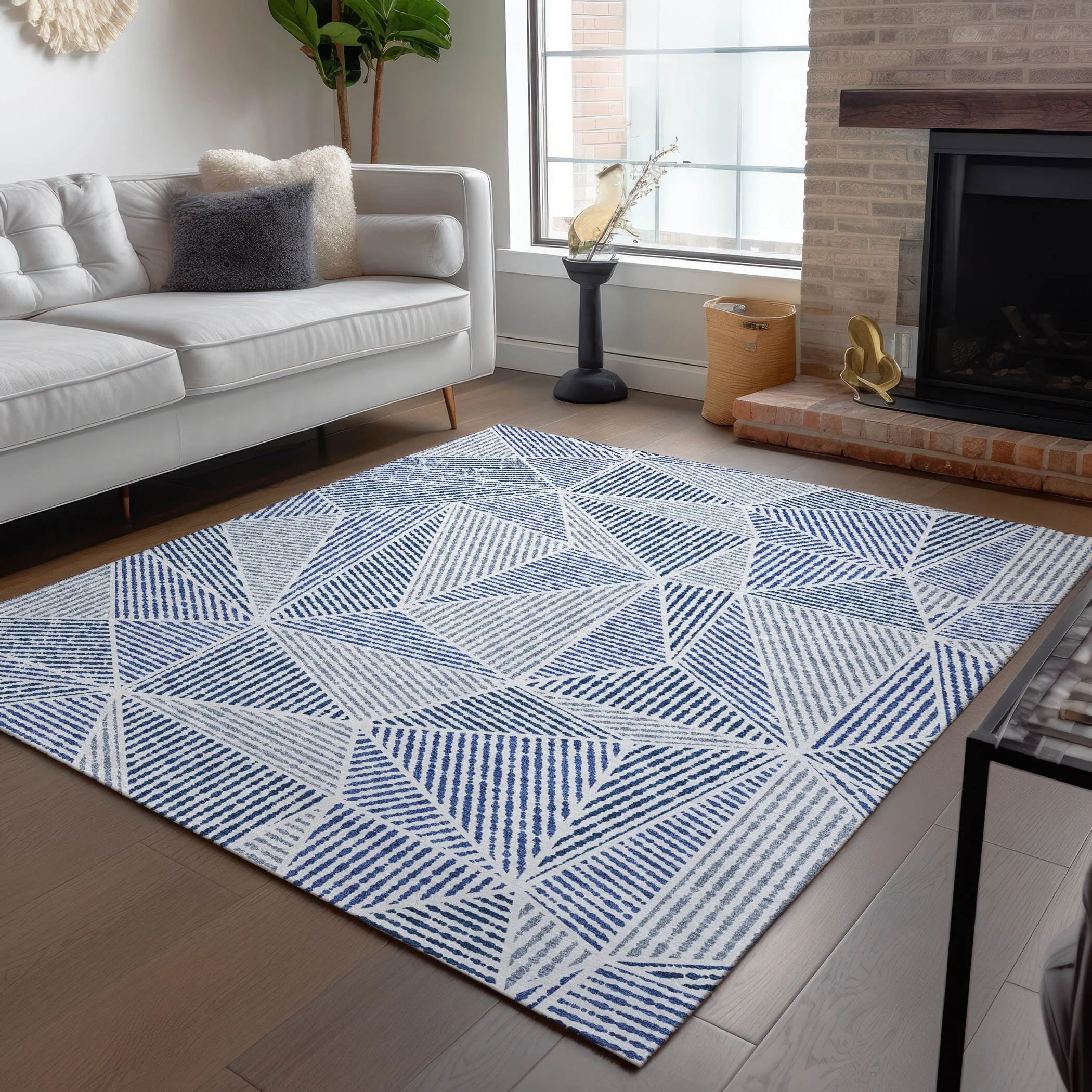 Machine Washable Indoor/ Outdoor Chantille Mosaic Geometric Rug