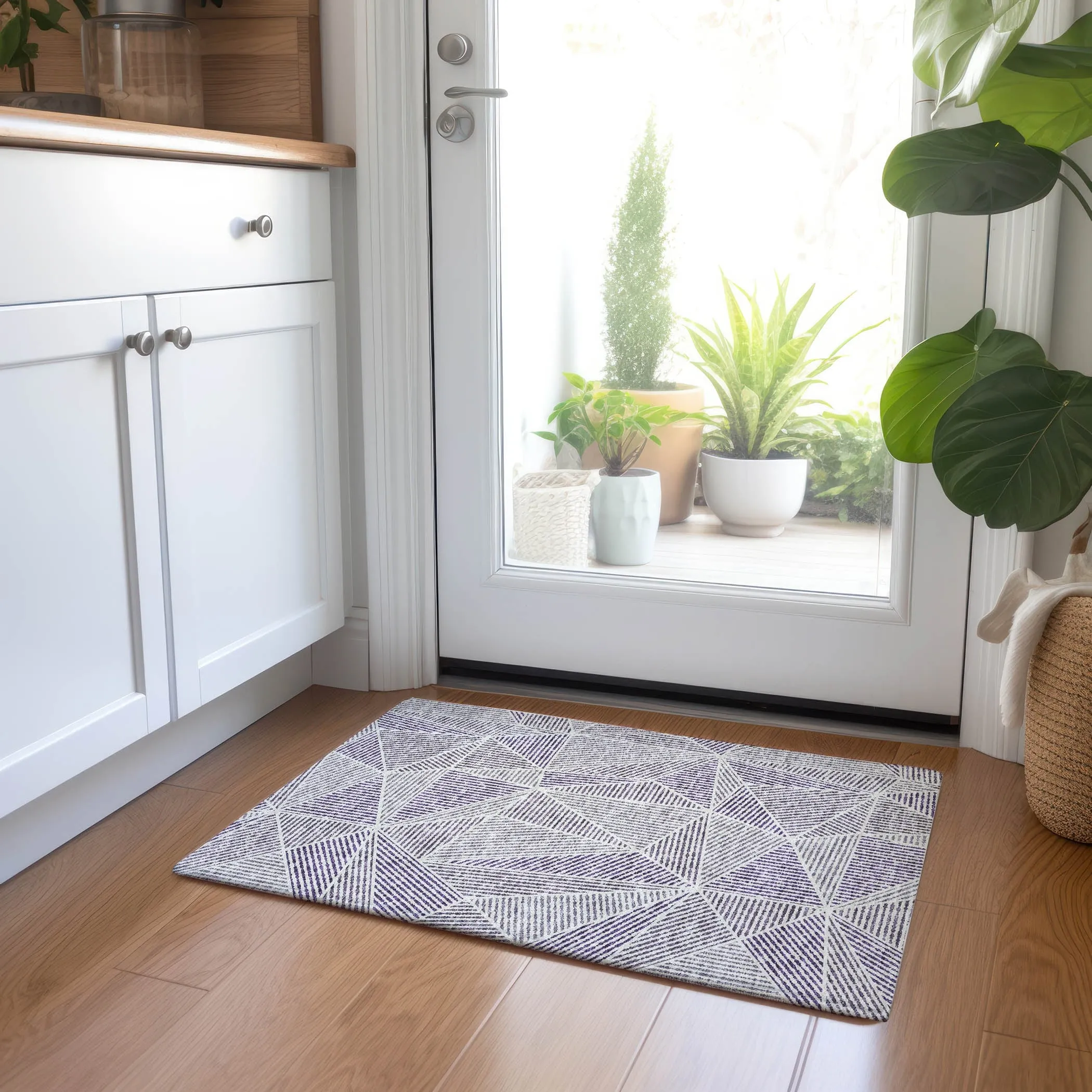 Machine Washable Indoor/ Outdoor Chantille Mosaic Geometric Rug