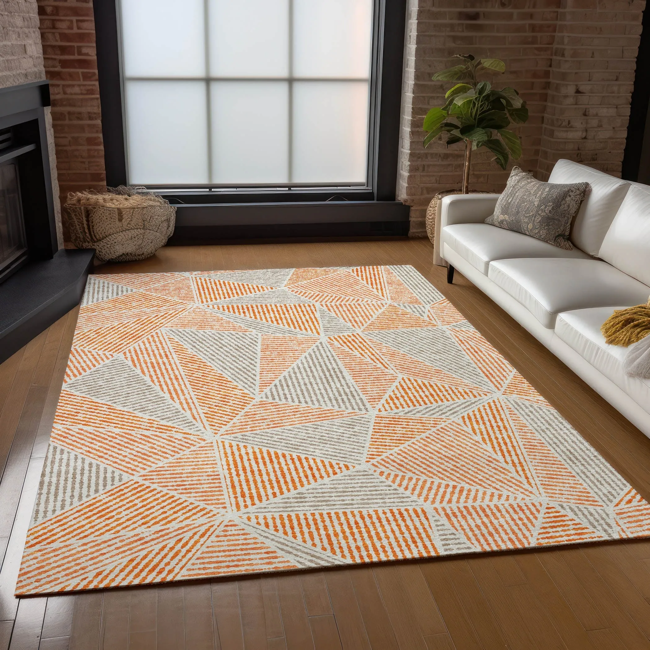 Machine Washable Indoor/ Outdoor Chantille Mosaic Geometric Rug