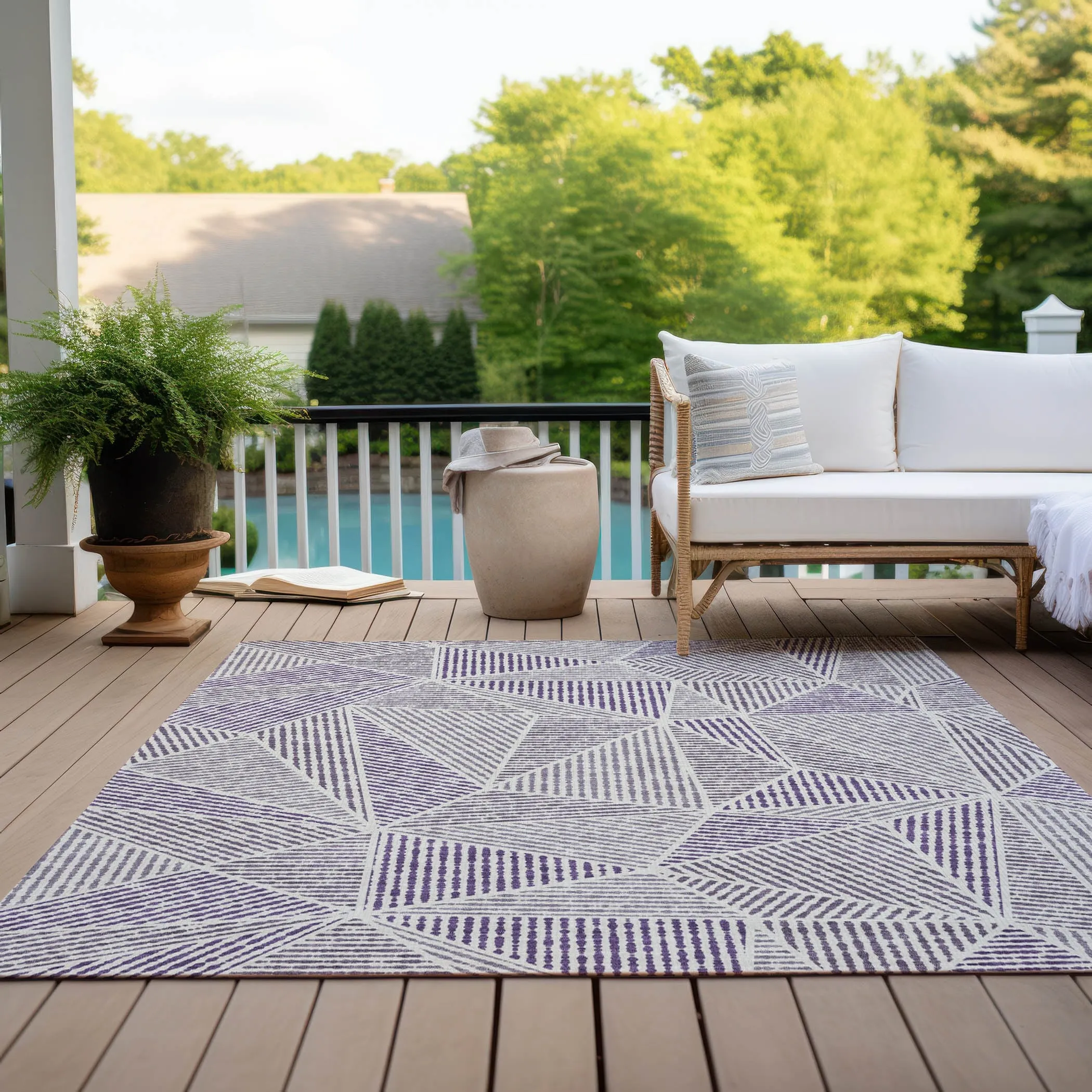 Machine Washable Indoor/ Outdoor Chantille Mosaic Geometric Rug