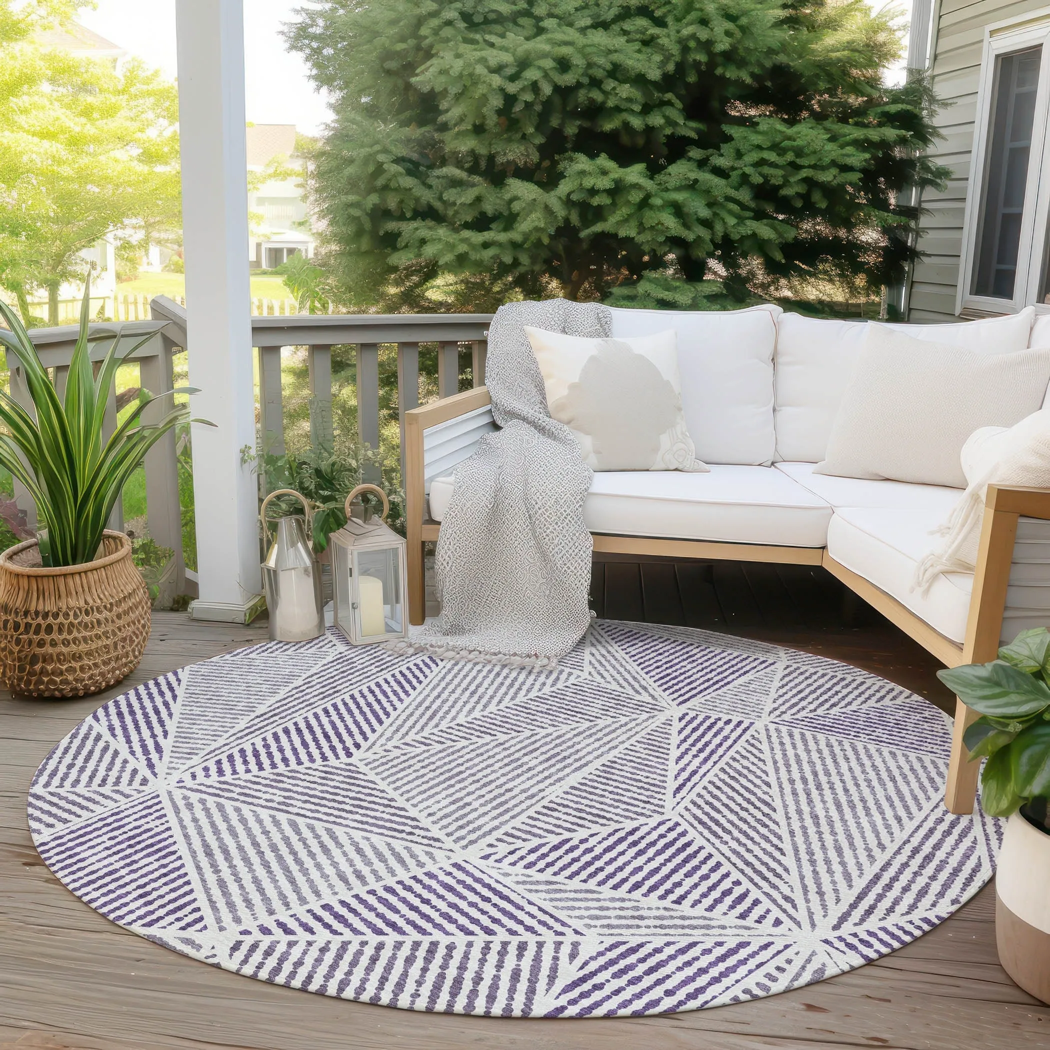 Machine Washable Indoor/ Outdoor Chantille Mosaic Geometric Rug