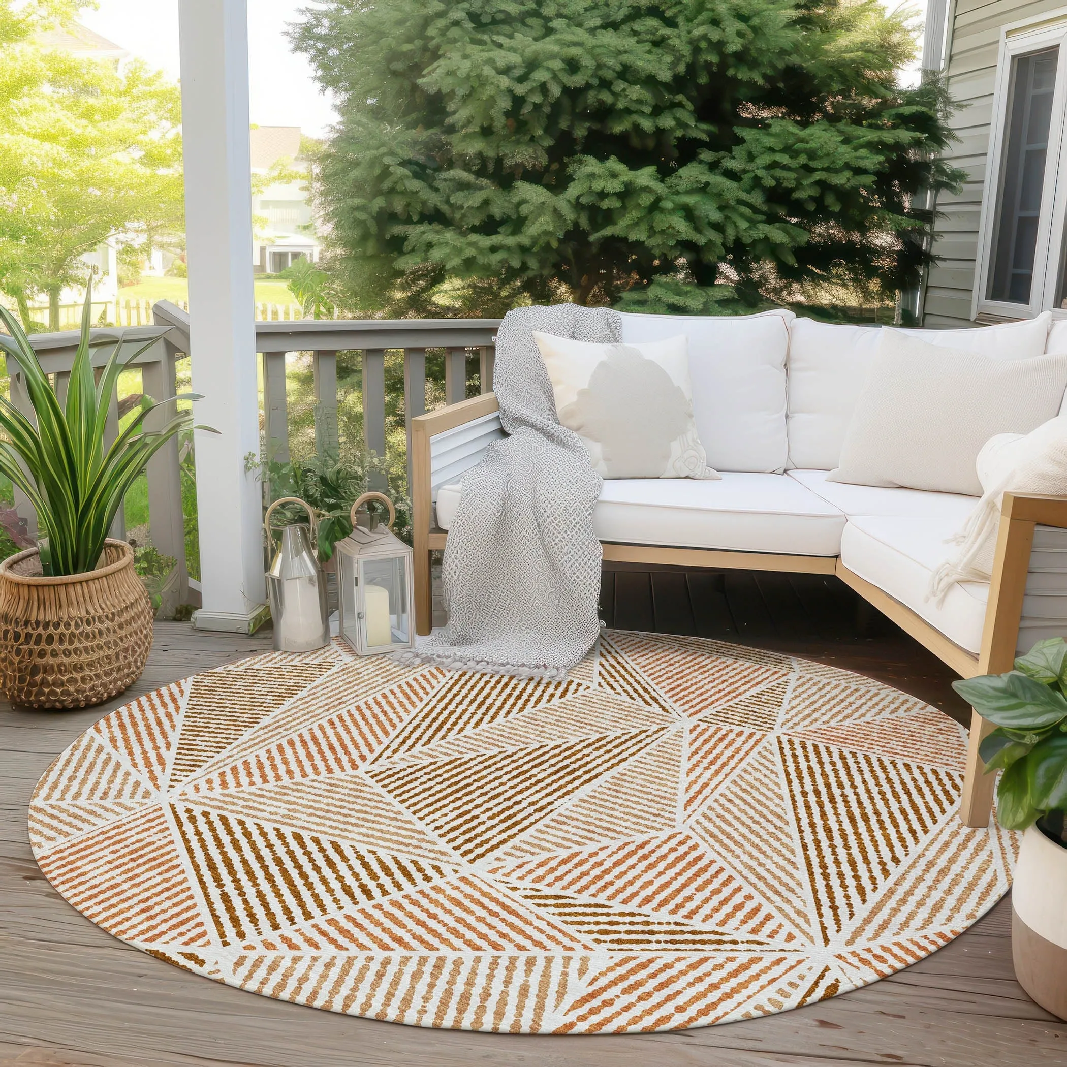 Machine Washable Indoor/ Outdoor Chantille Mosaic Geometric Rug