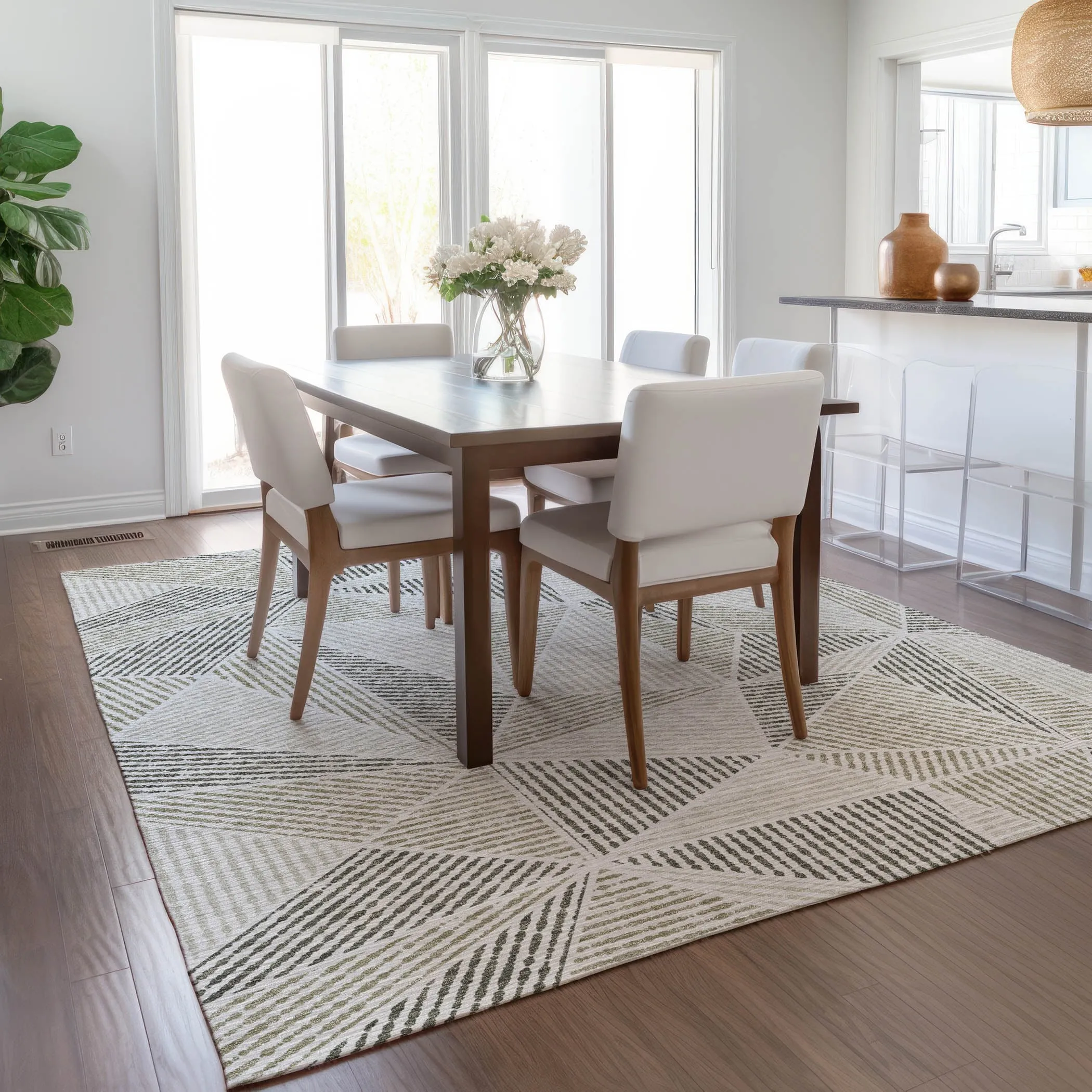 Machine Washable Indoor/ Outdoor Chantille Mosaic Geometric Rug