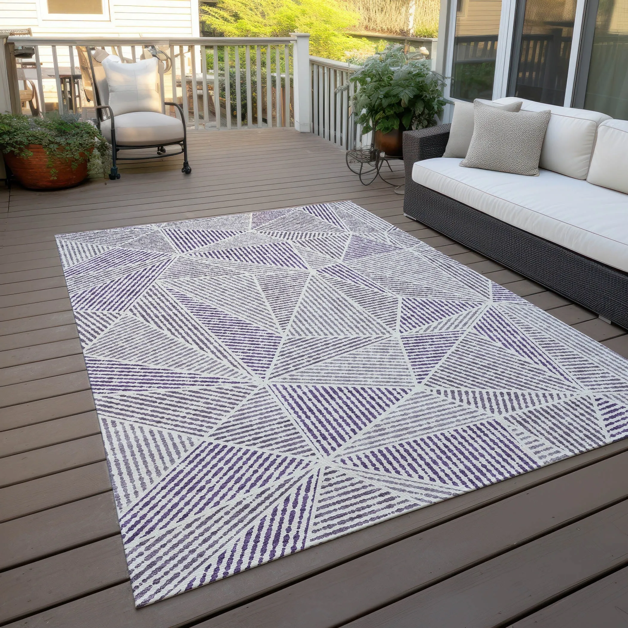 Machine Washable Indoor/ Outdoor Chantille Mosaic Geometric Rug