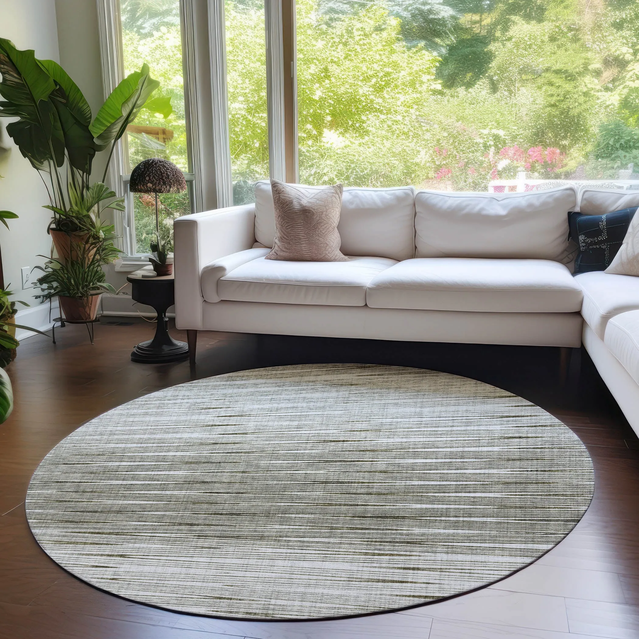 Machine Washable Indoor/ Outdoor Chantille Ombre Stripes Rug