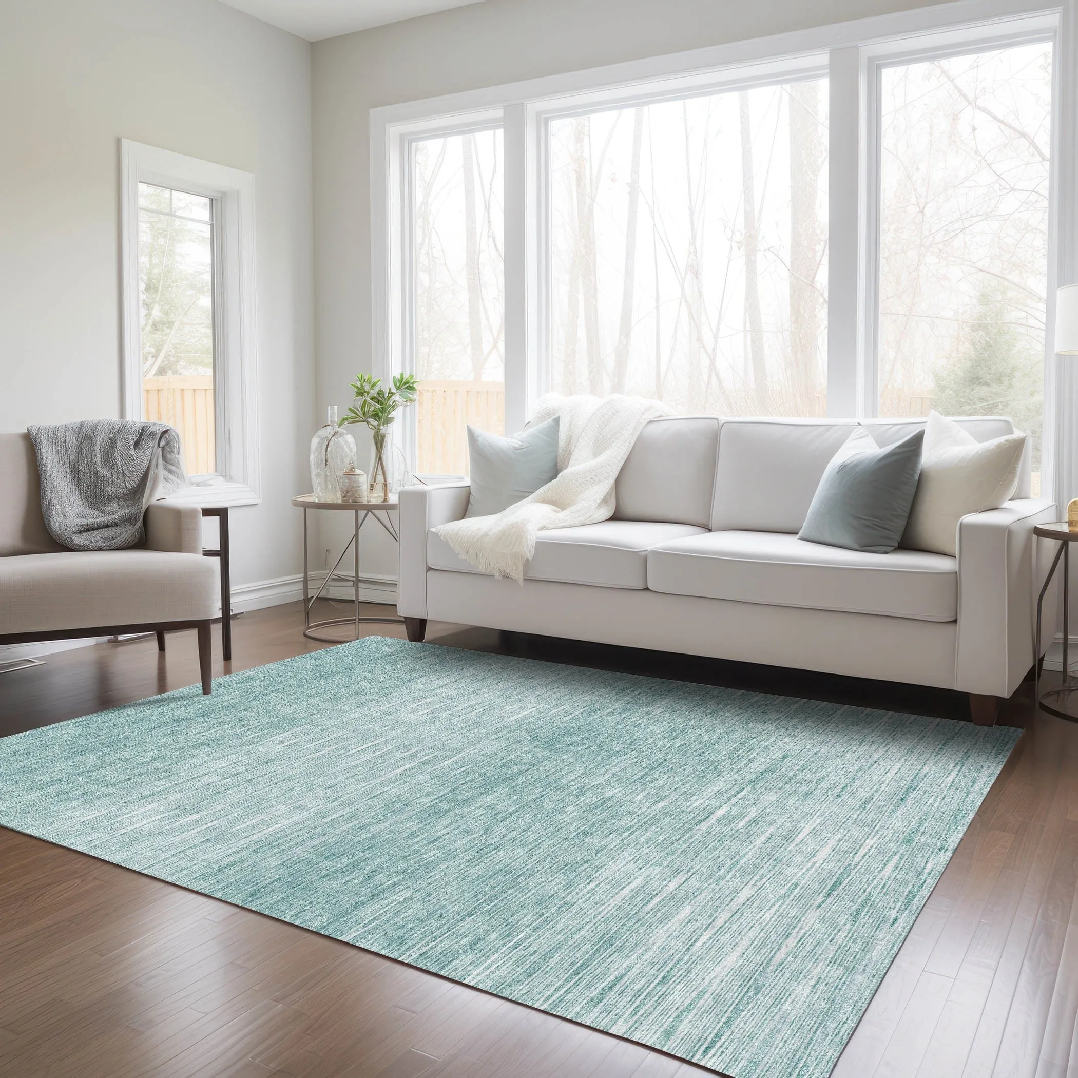 Machine Washable Indoor/ Outdoor Chantille Ombre Stripes Rug