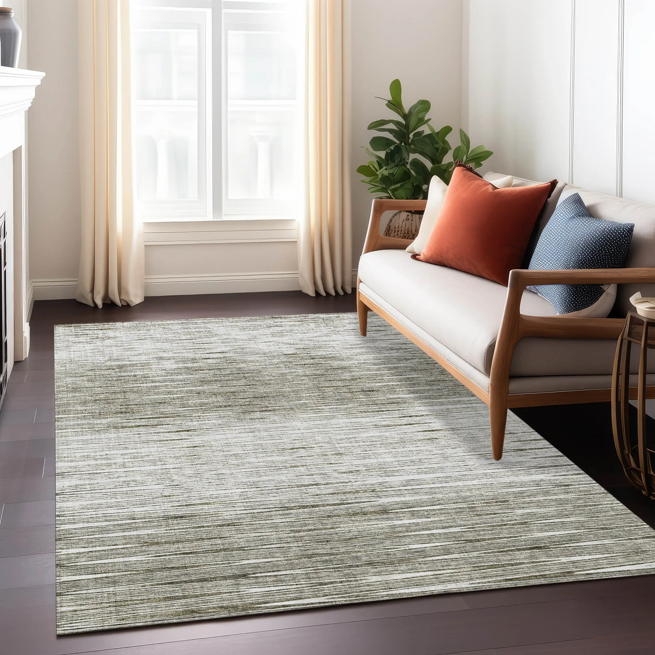 Machine Washable Indoor/ Outdoor Chantille Ombre Stripes Rug