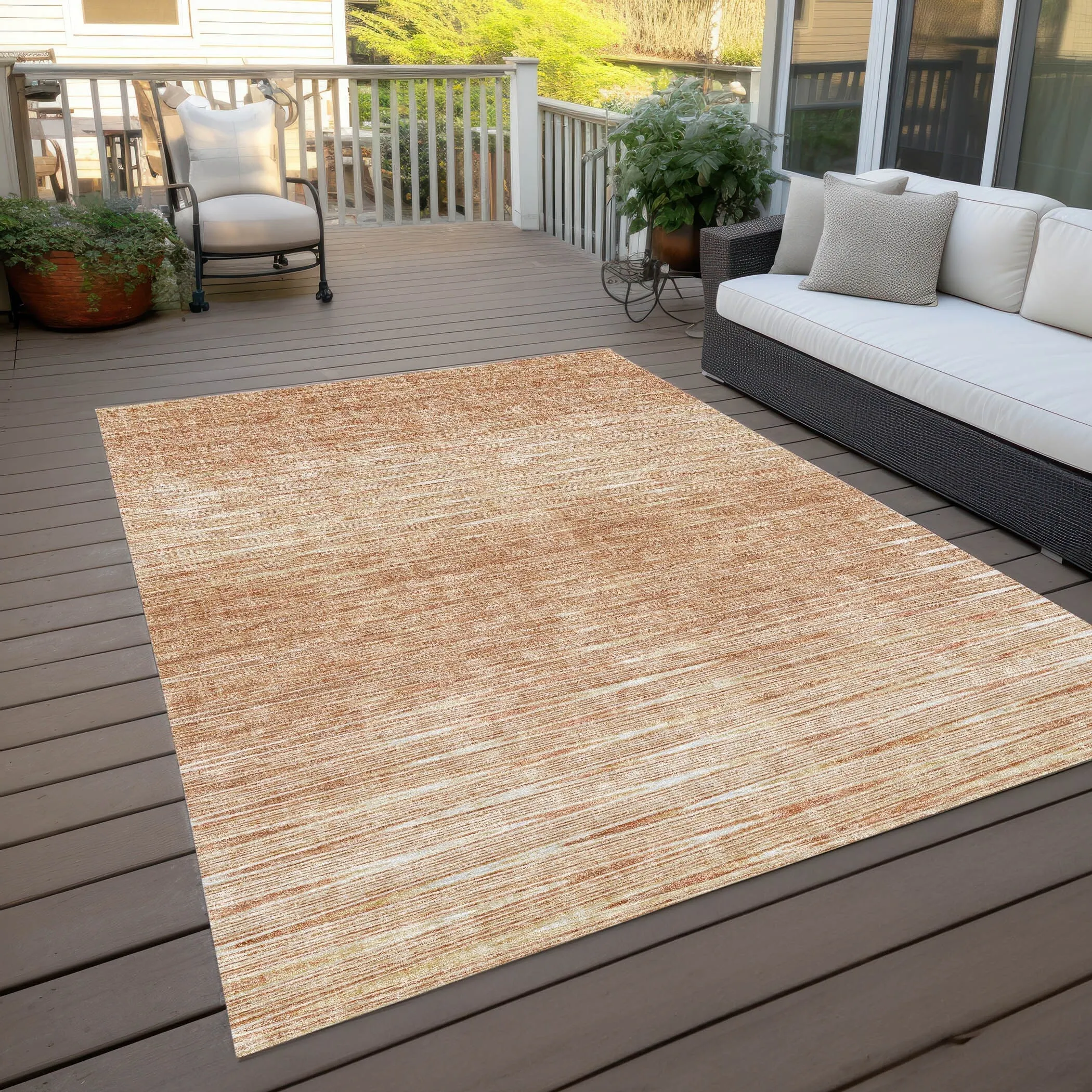 Machine Washable Indoor/ Outdoor Chantille Ombre Stripes Rug