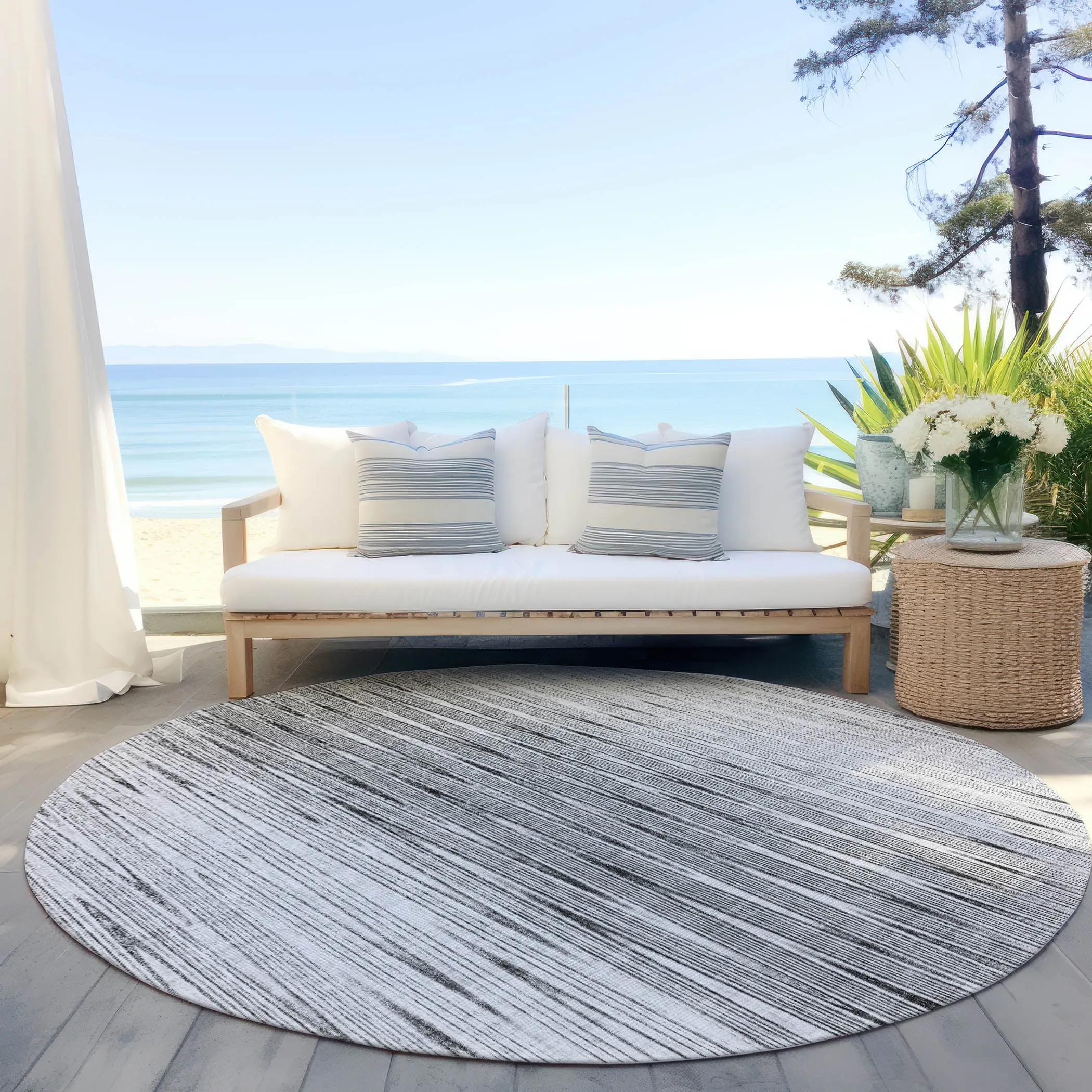 Machine Washable Indoor/ Outdoor Chantille Ombre Stripes Rug