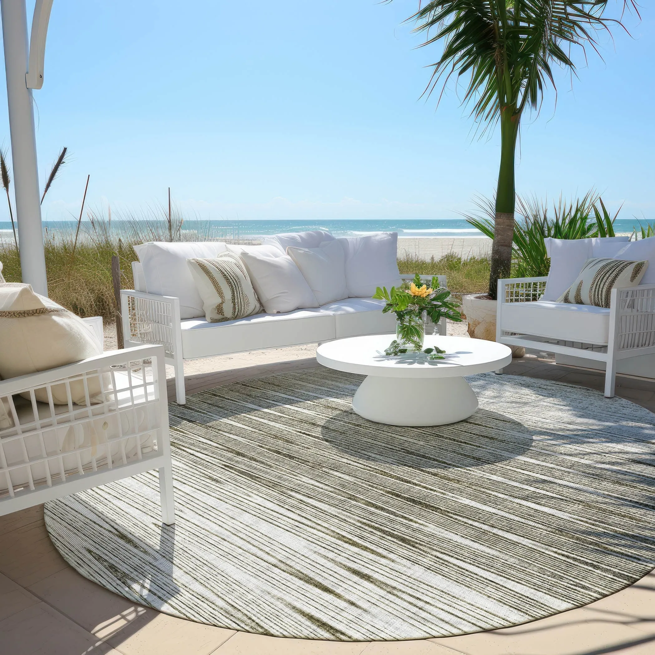 Machine Washable Indoor/ Outdoor Chantille Ombre Stripes Rug
