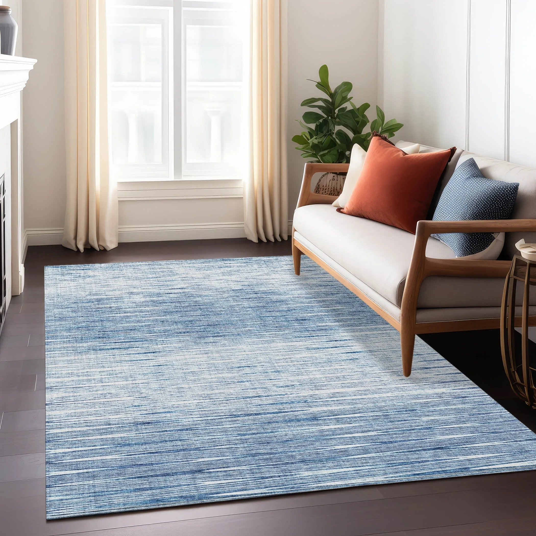 Machine Washable Indoor/ Outdoor Chantille Ombre Stripes Rug