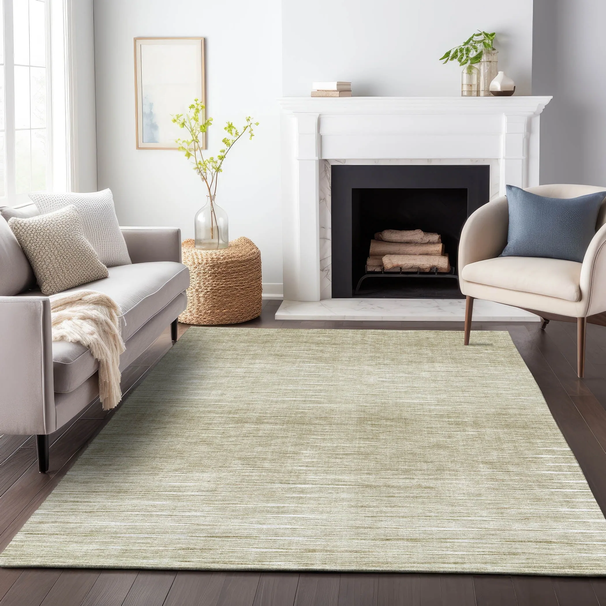 Machine Washable Indoor/ Outdoor Chantille Ombre Stripes Rug