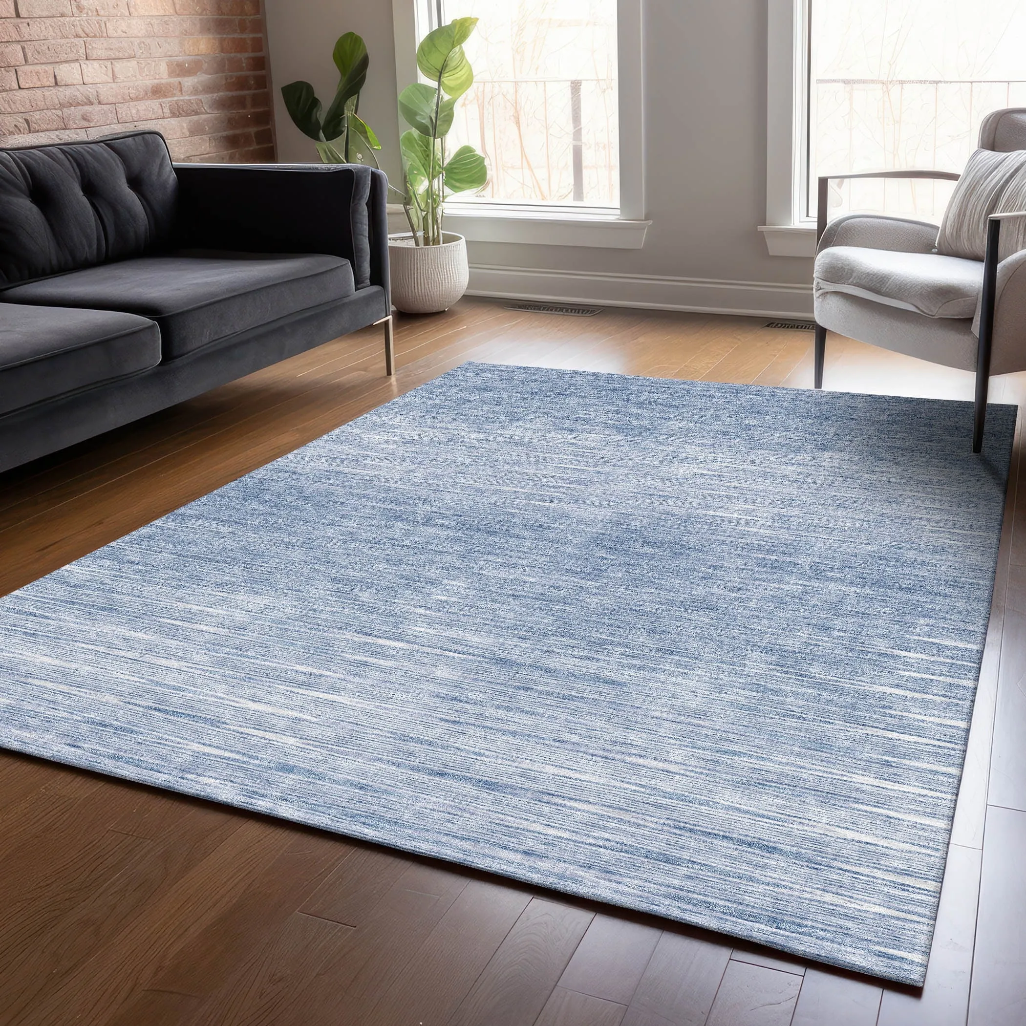 Machine Washable Indoor/ Outdoor Chantille Ombre Stripes Rug