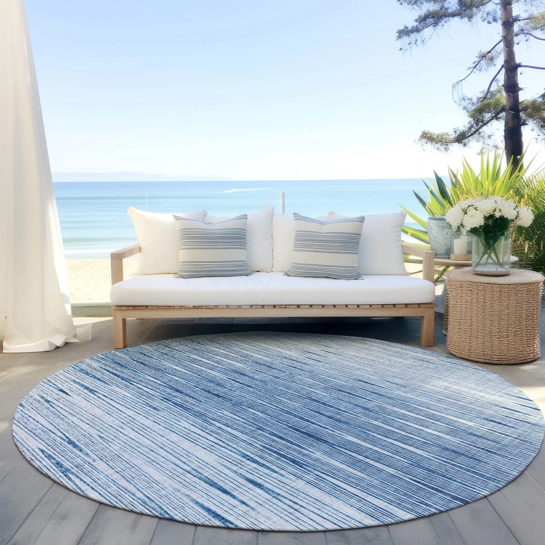 Machine Washable Indoor/ Outdoor Chantille Ombre Stripes Rug