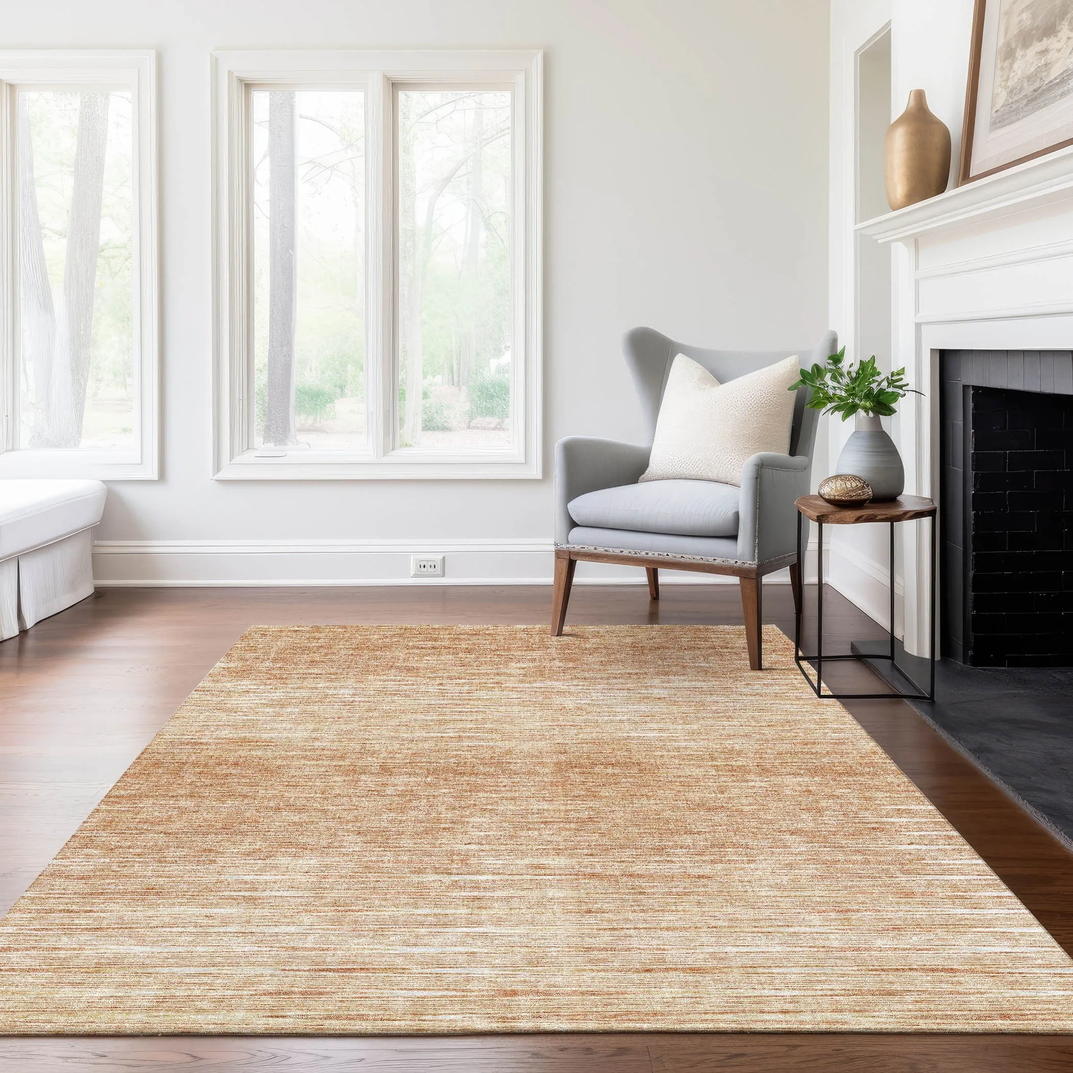 Machine Washable Indoor/ Outdoor Chantille Ombre Stripes Rug