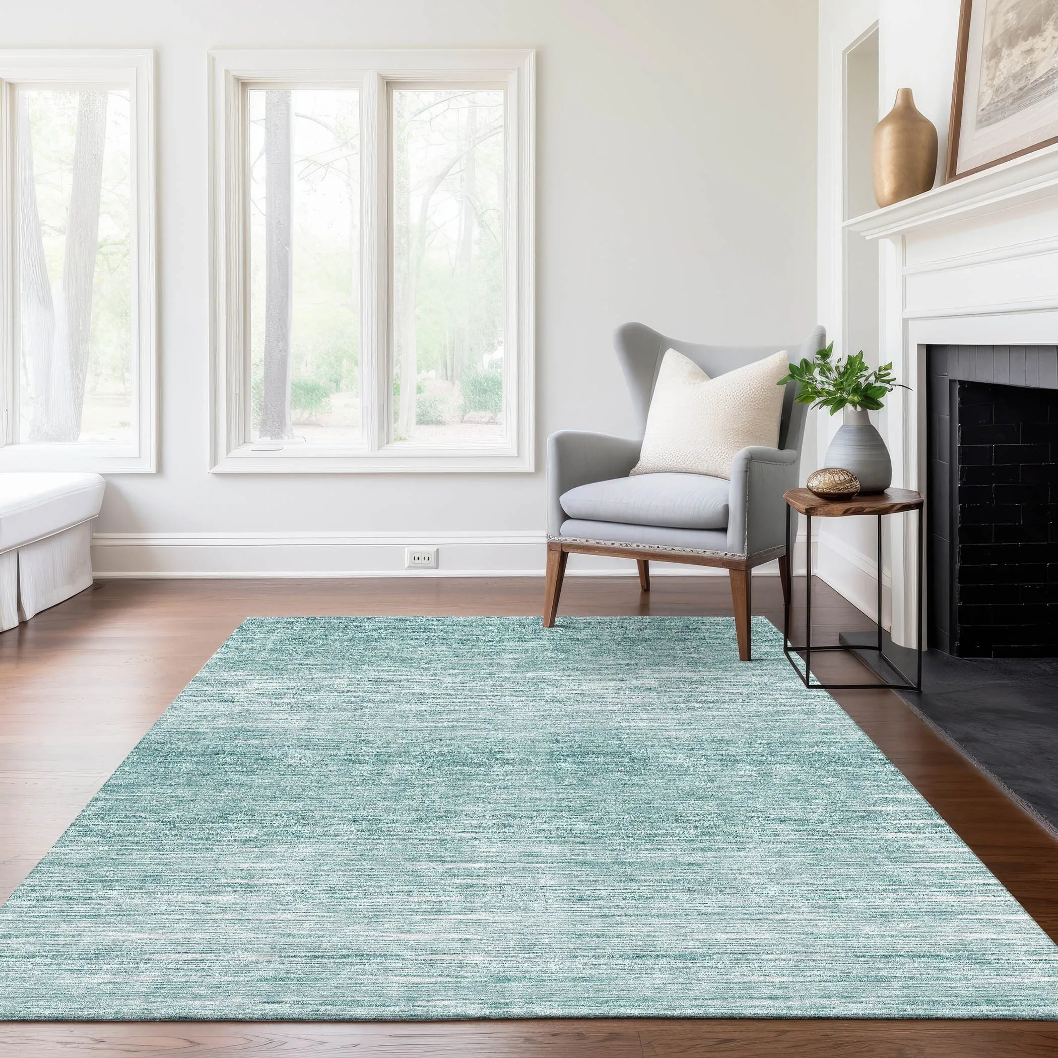 Machine Washable Indoor/ Outdoor Chantille Ombre Stripes Rug
