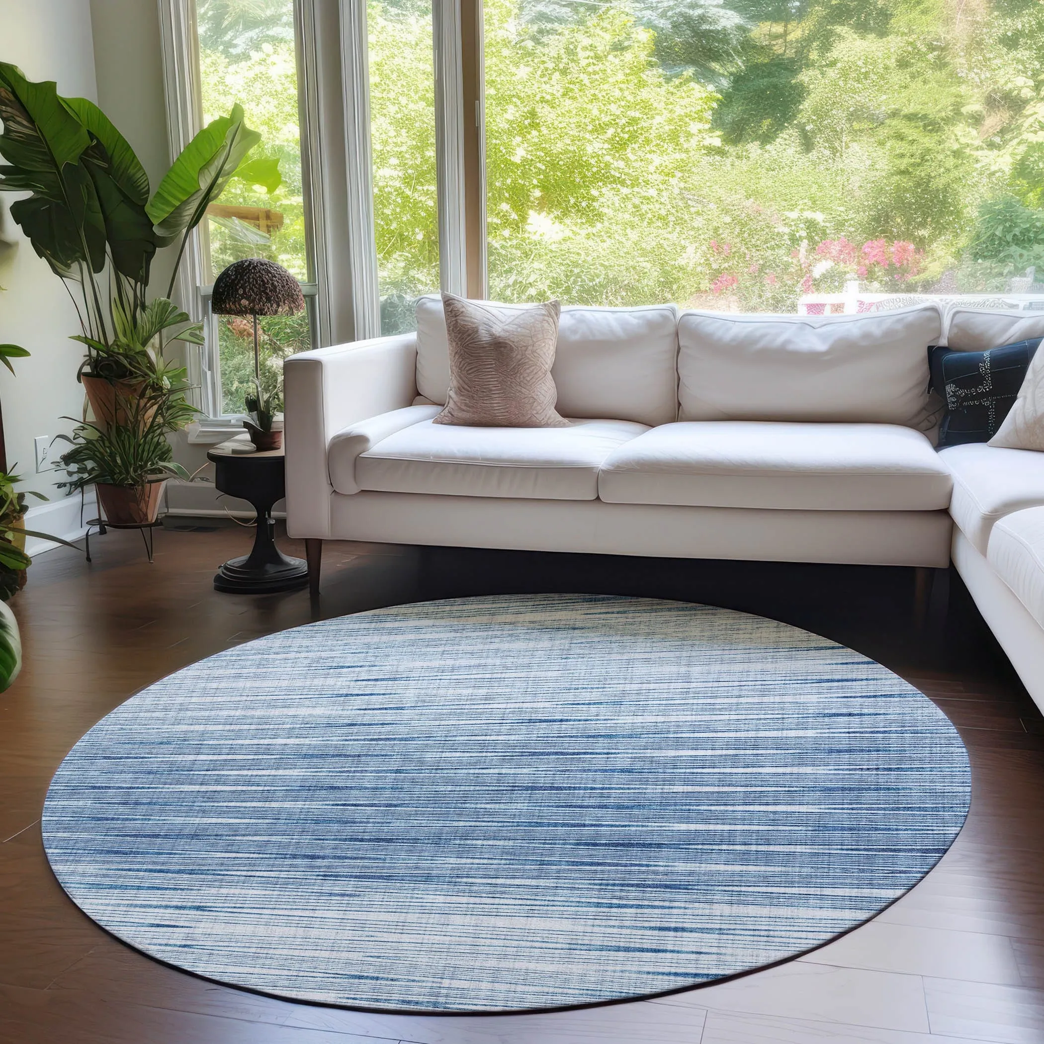 Machine Washable Indoor/ Outdoor Chantille Ombre Stripes Rug
