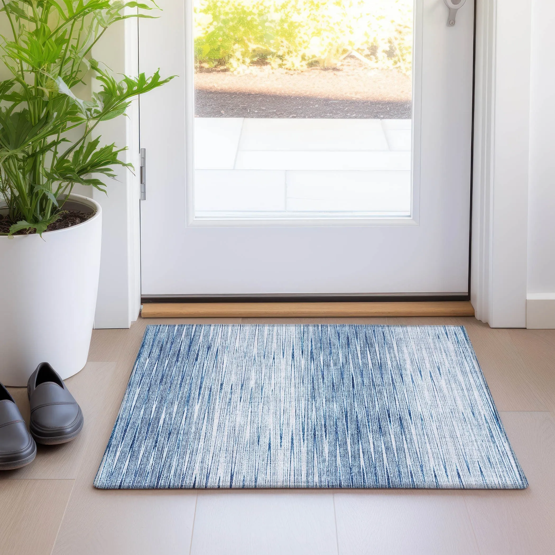 Machine Washable Indoor/ Outdoor Chantille Ombre Stripes Rug