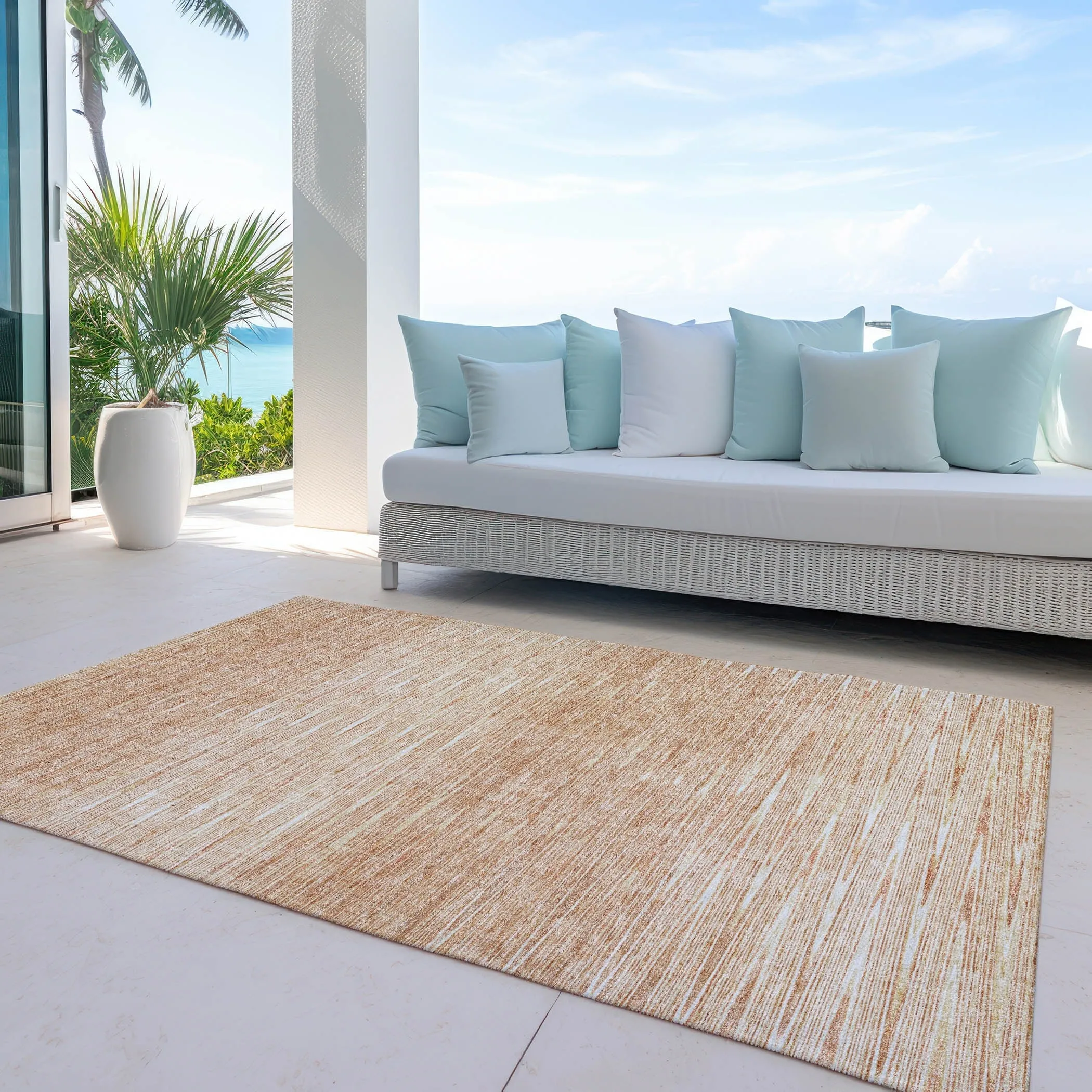 Machine Washable Indoor/ Outdoor Chantille Ombre Stripes Rug