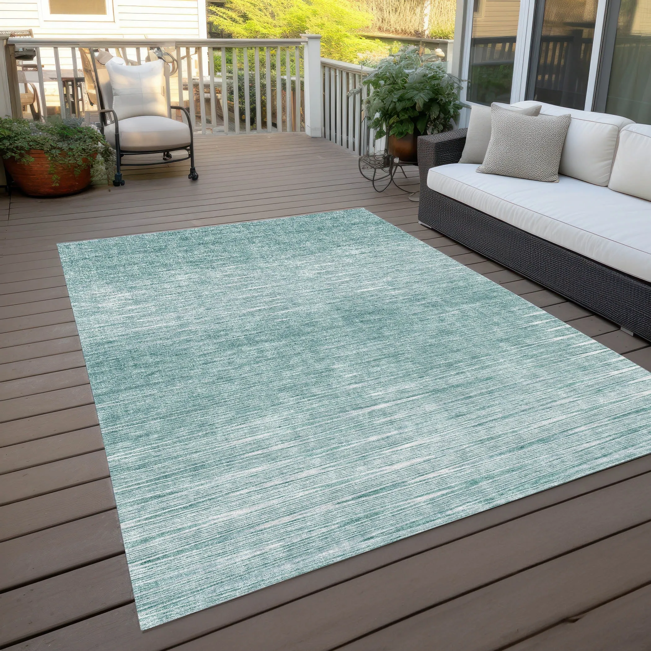 Machine Washable Indoor/ Outdoor Chantille Ombre Stripes Rug
