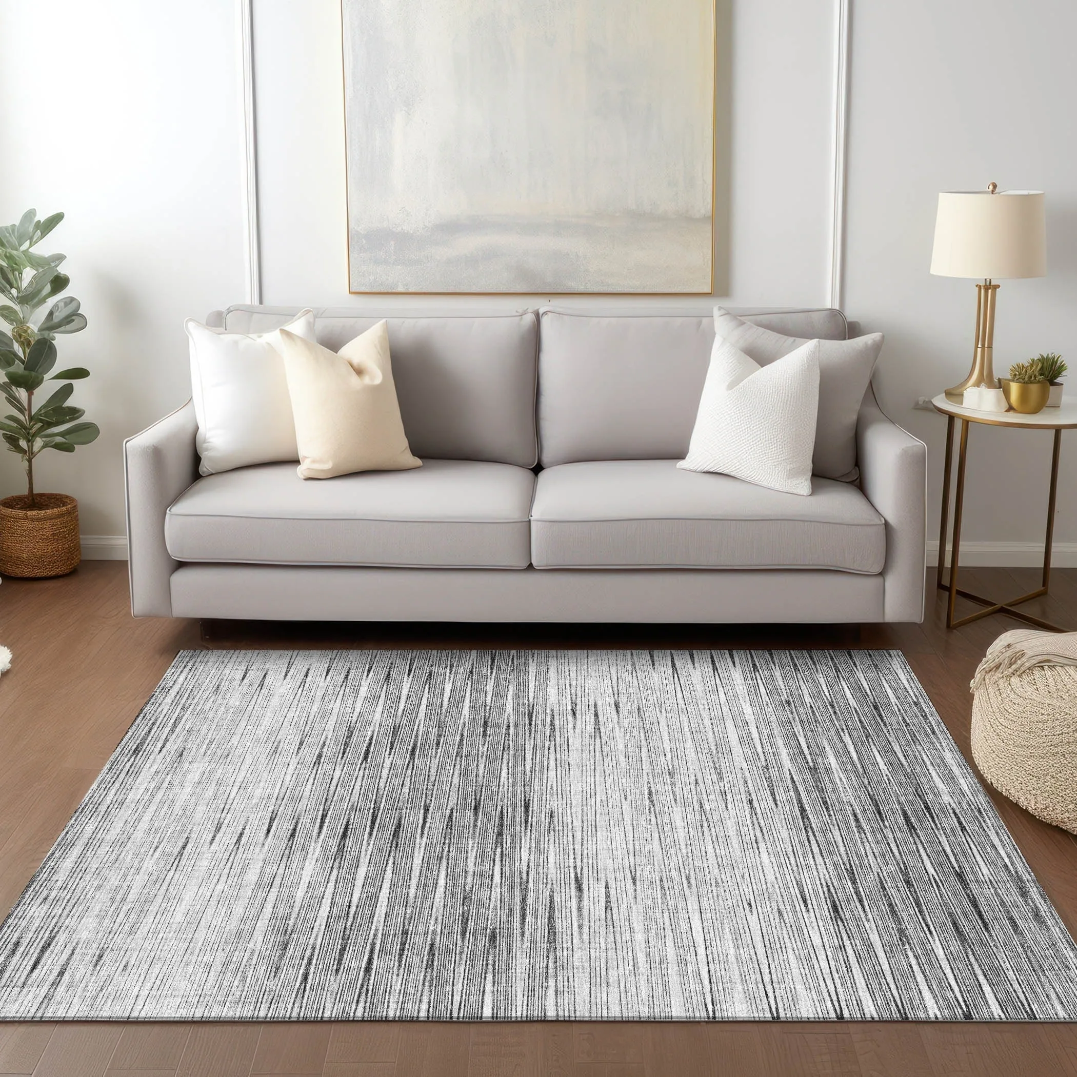 Machine Washable Indoor/ Outdoor Chantille Ombre Stripes Rug