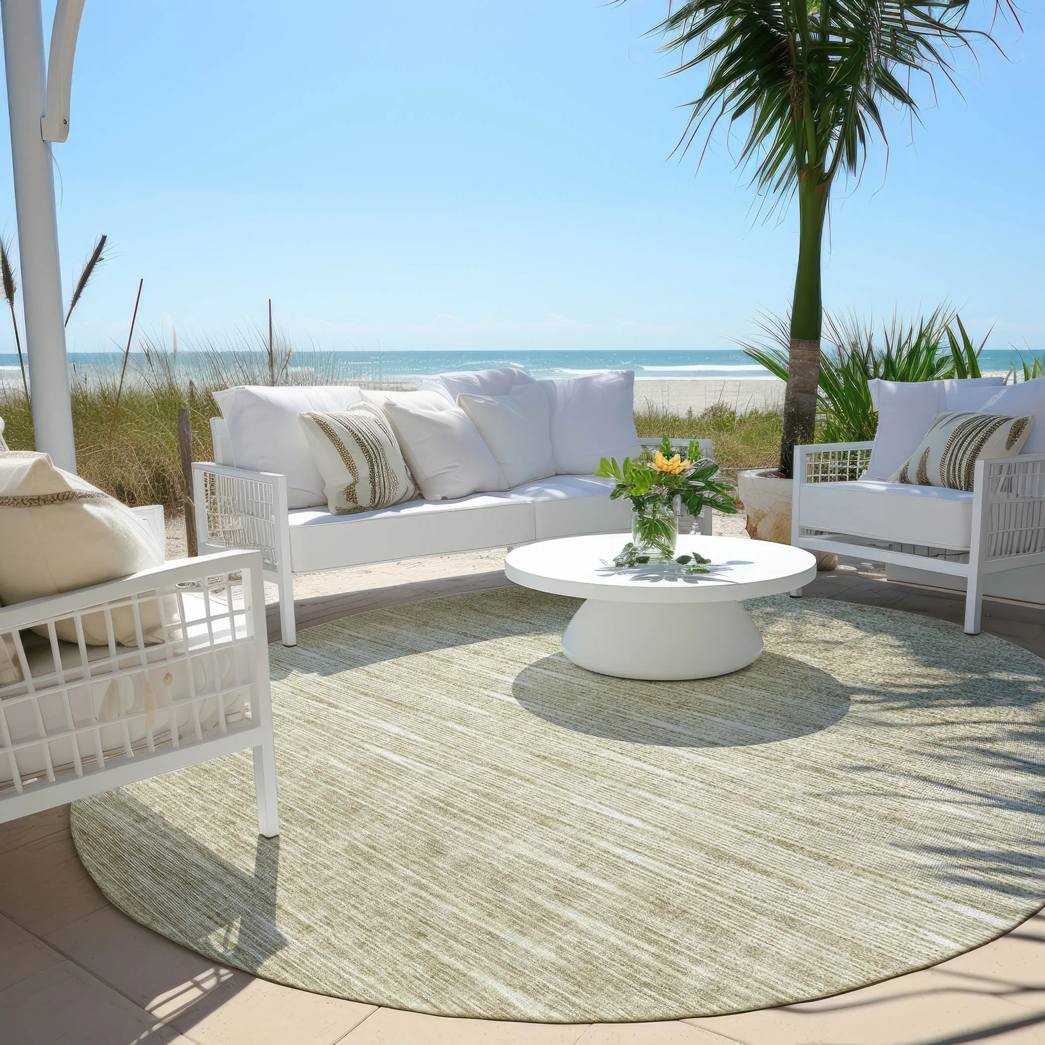Machine Washable Indoor/ Outdoor Chantille Ombre Stripes Rug