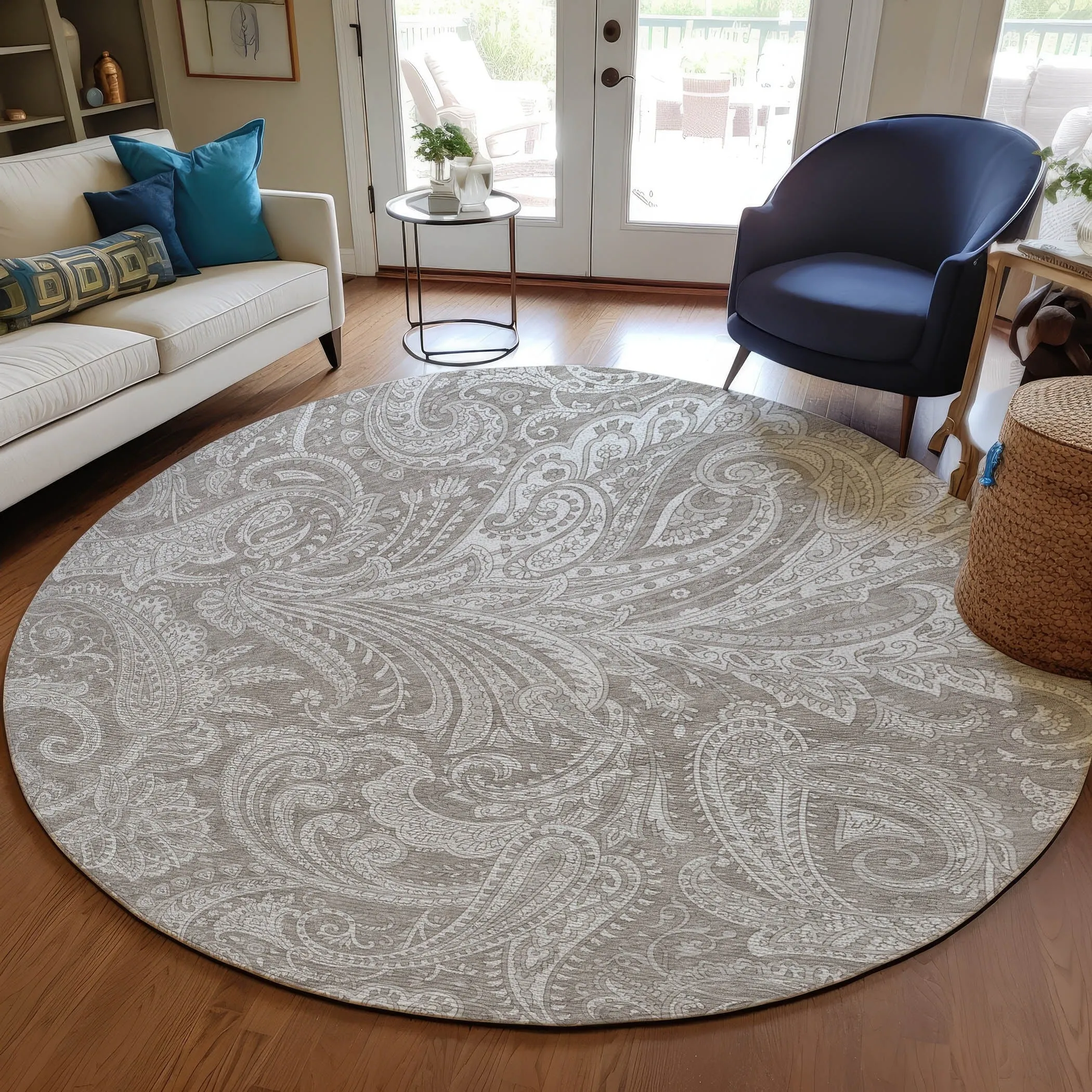 Machine Washable Indoor/ Outdoor Chantille Paisley Traditional Rug