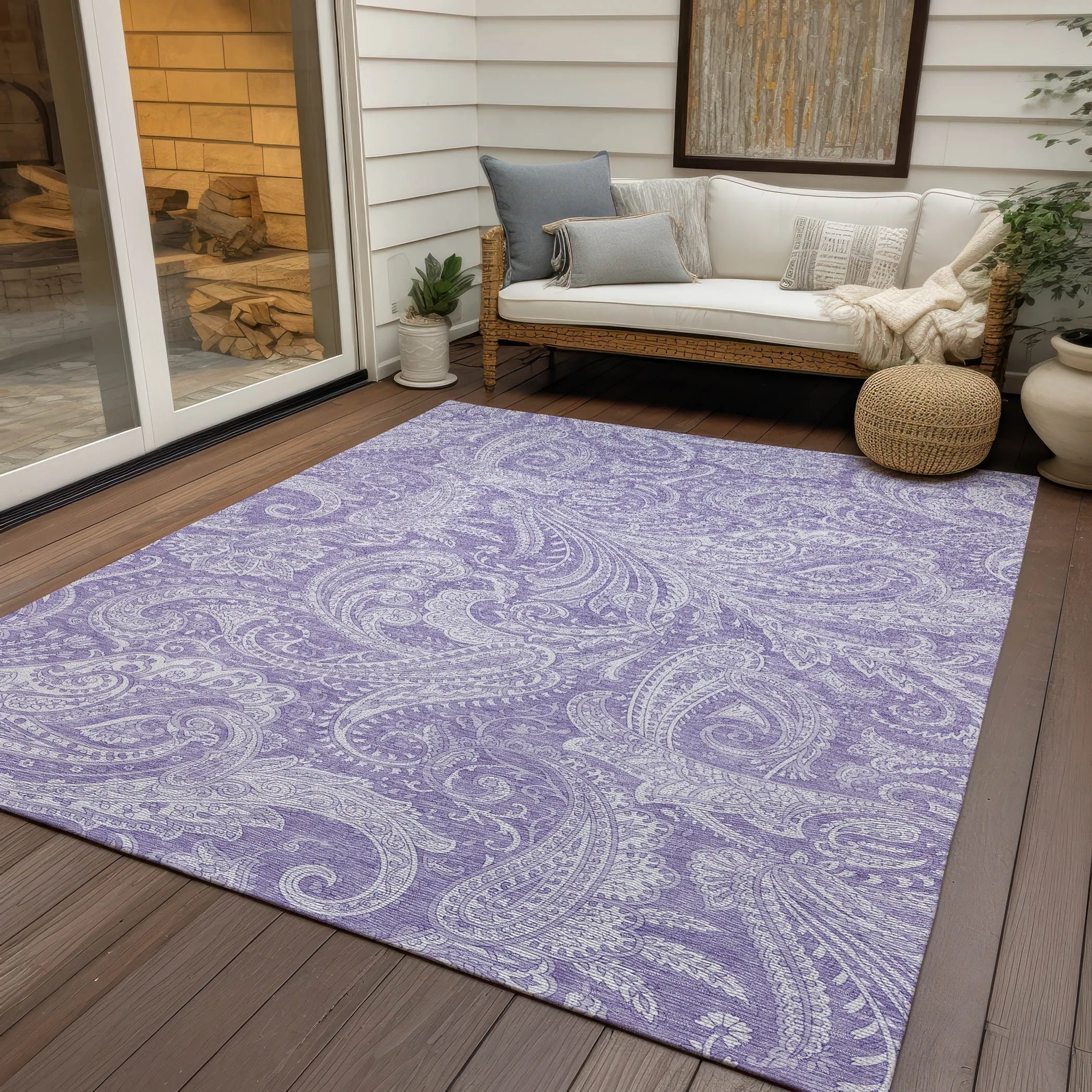 Machine Washable Indoor/ Outdoor Chantille Paisley Traditional Rug