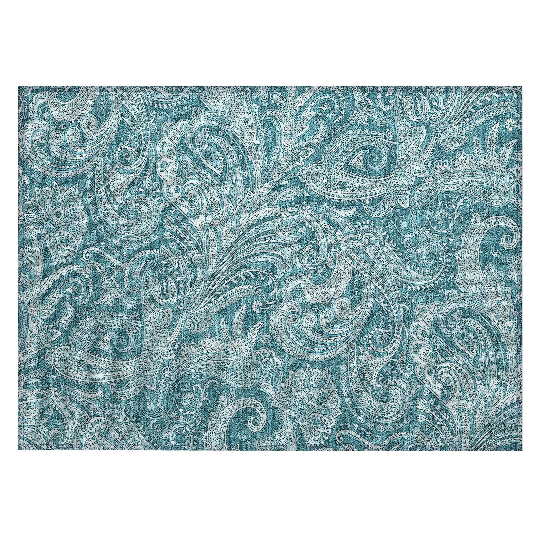 Machine Washable Indoor/ Outdoor Chantille Paisley Traditional Rug