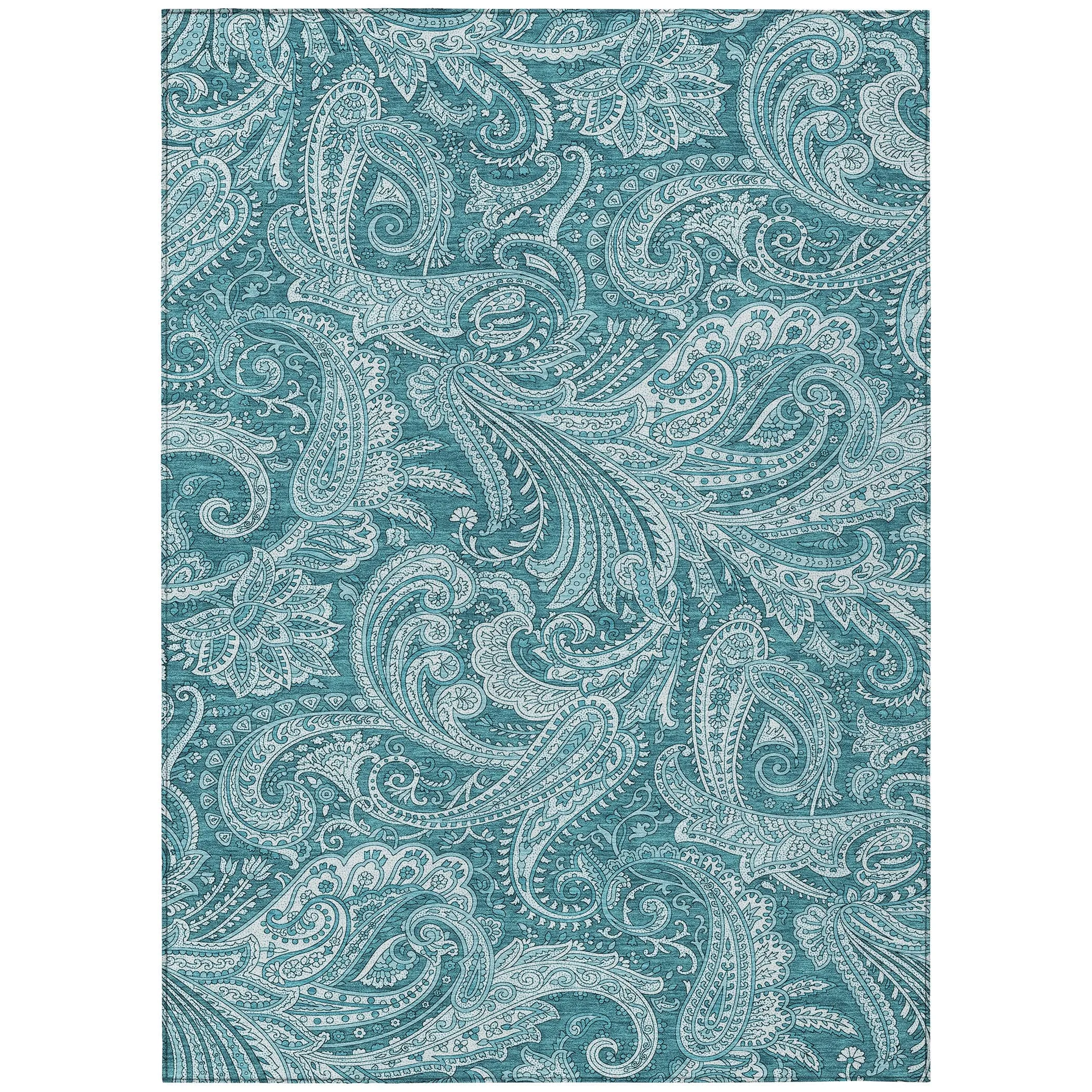 Machine Washable Indoor/ Outdoor Chantille Paisley Traditional Rug