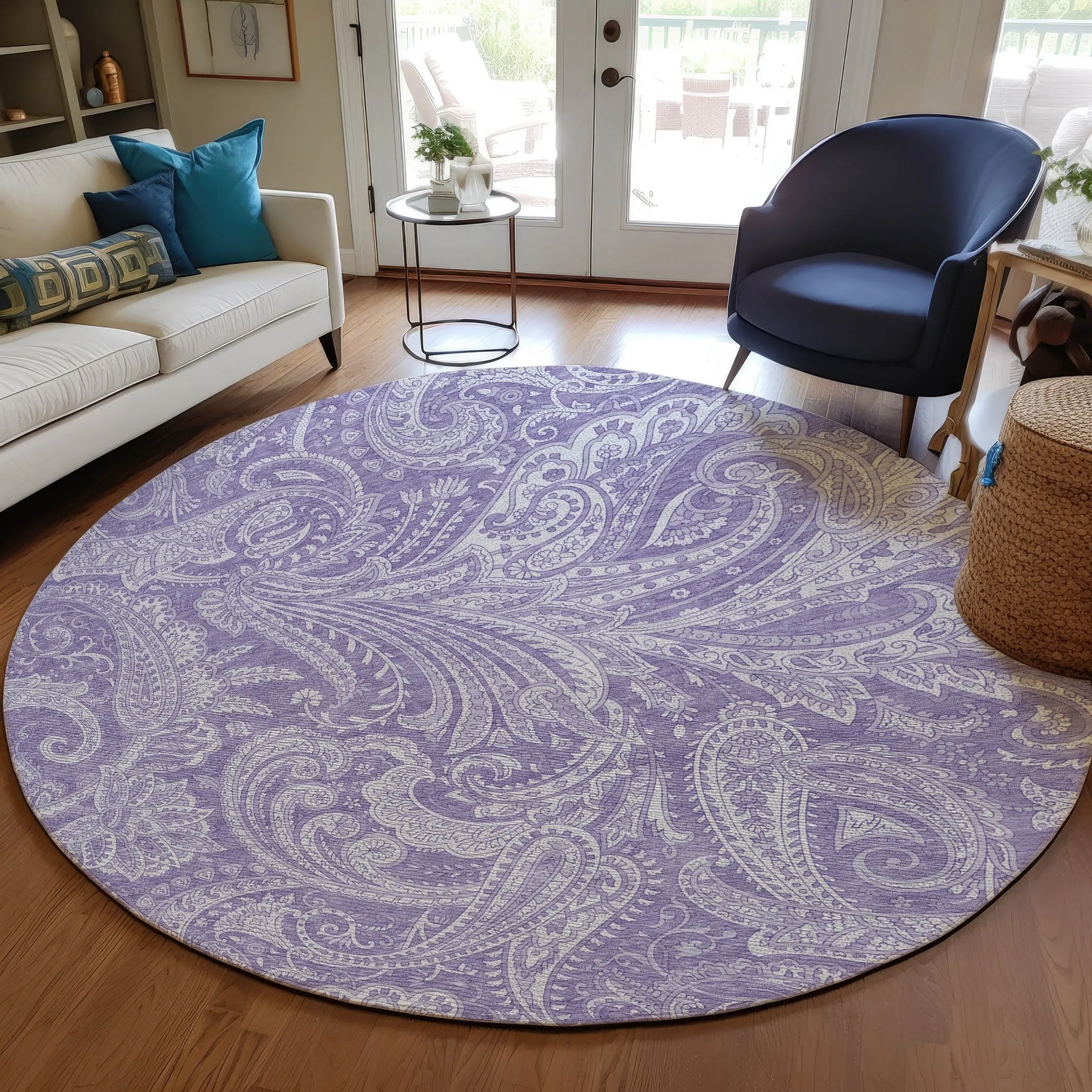 Machine Washable Indoor/ Outdoor Chantille Paisley Traditional Rug