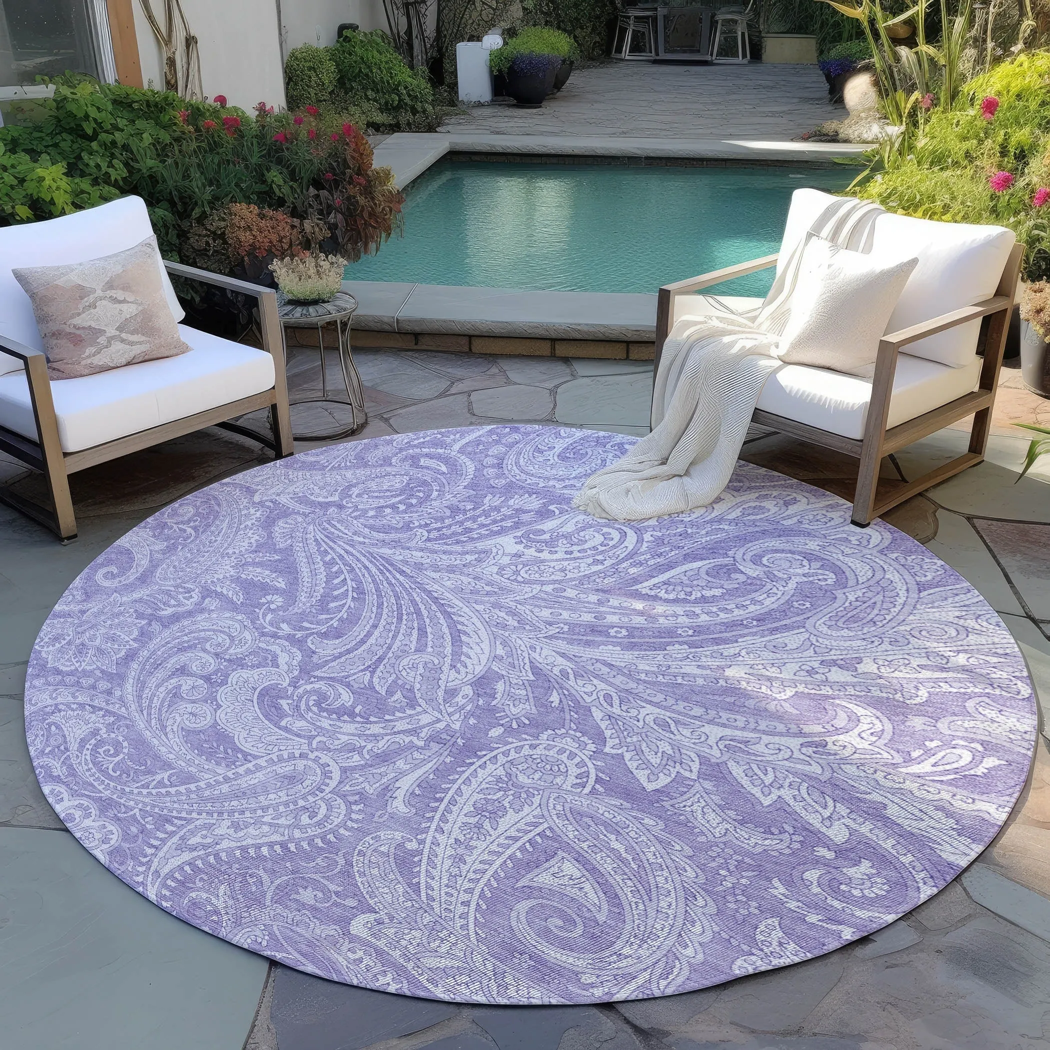 Machine Washable Indoor/ Outdoor Chantille Paisley Traditional Rug