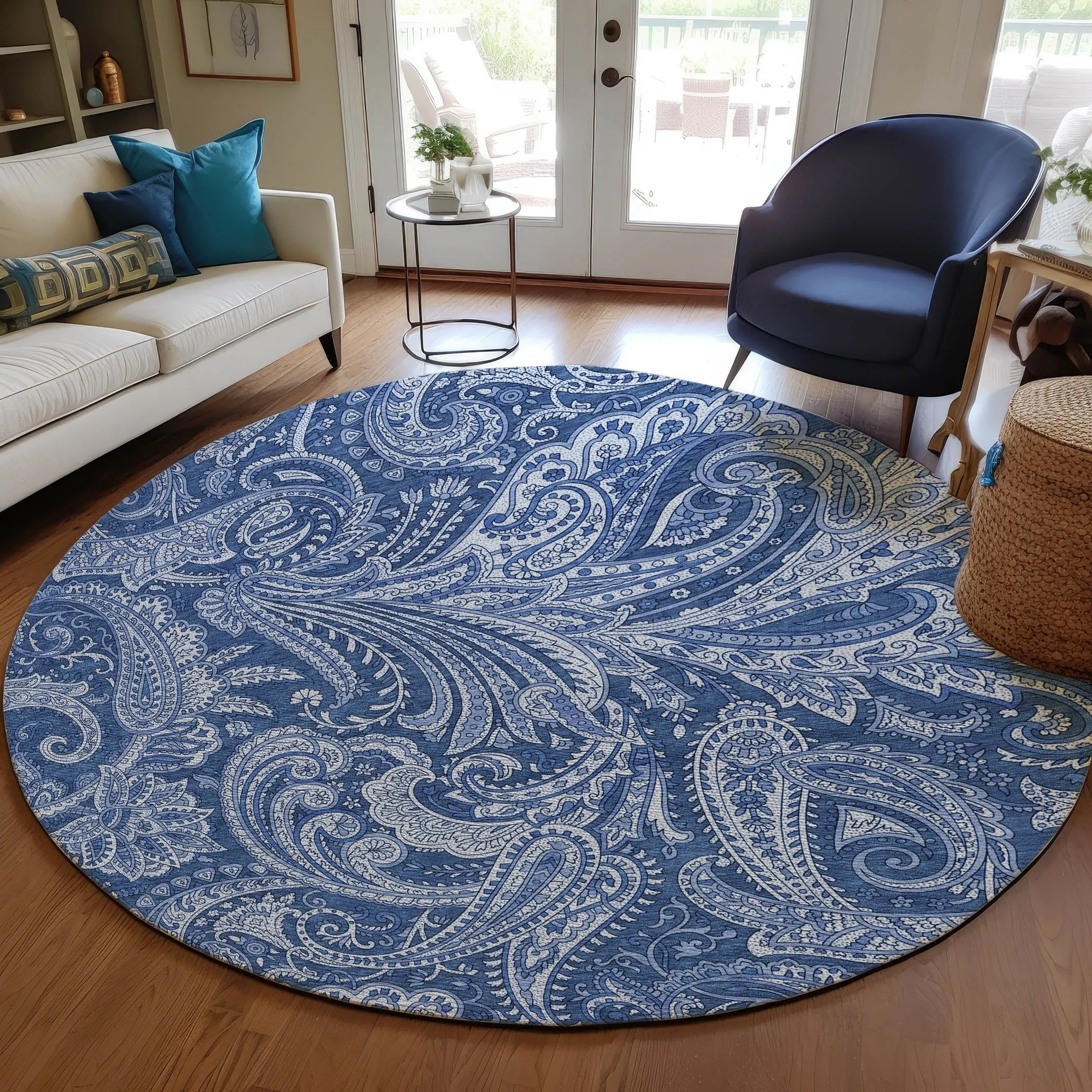 Machine Washable Indoor/ Outdoor Chantille Paisley Traditional Rug