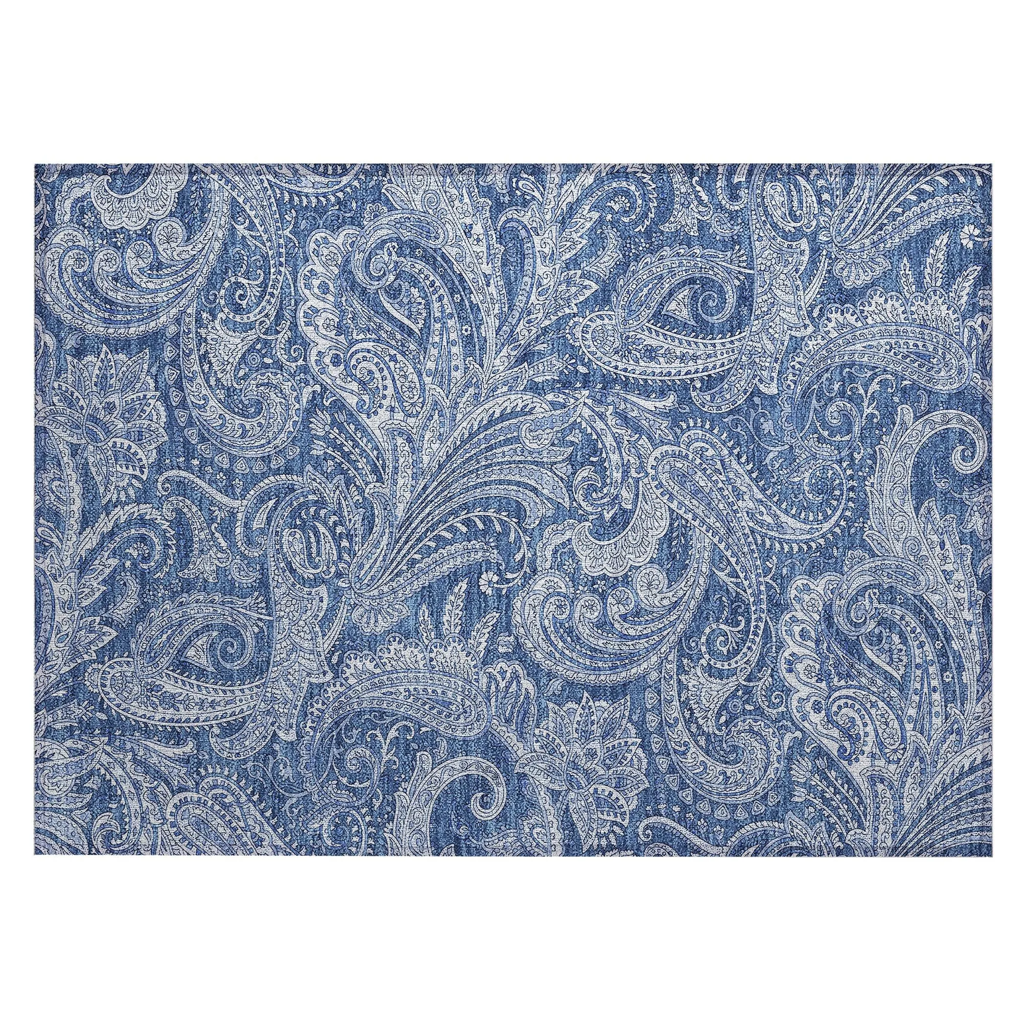 Machine Washable Indoor/ Outdoor Chantille Paisley Traditional Rug