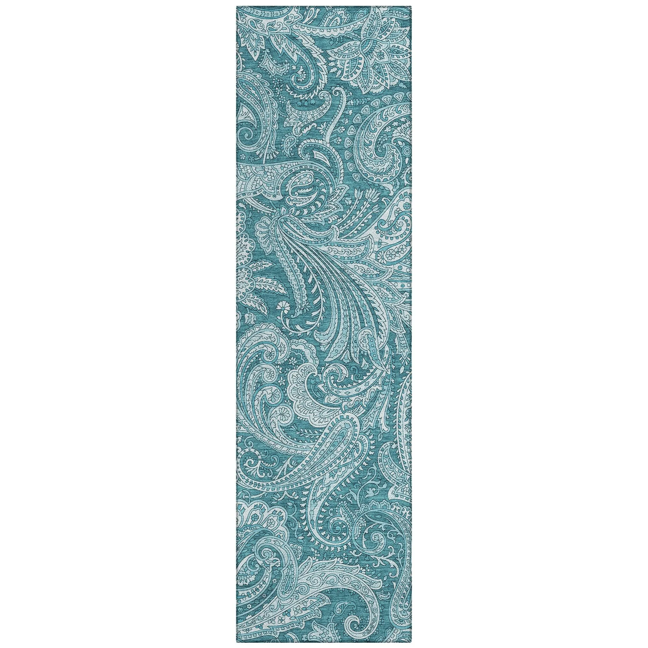 Machine Washable Indoor/ Outdoor Chantille Paisley Traditional Rug