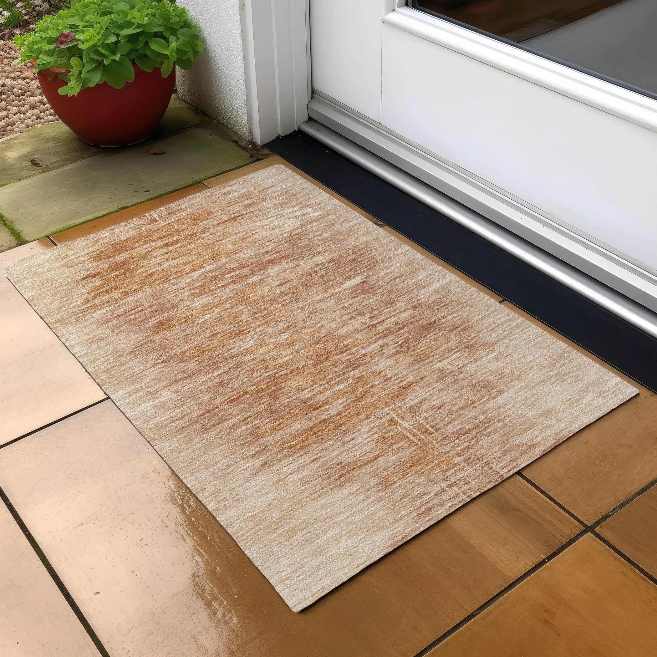 Machine Washable Indoor/ Outdoor Chantille Solid Ombre Rug