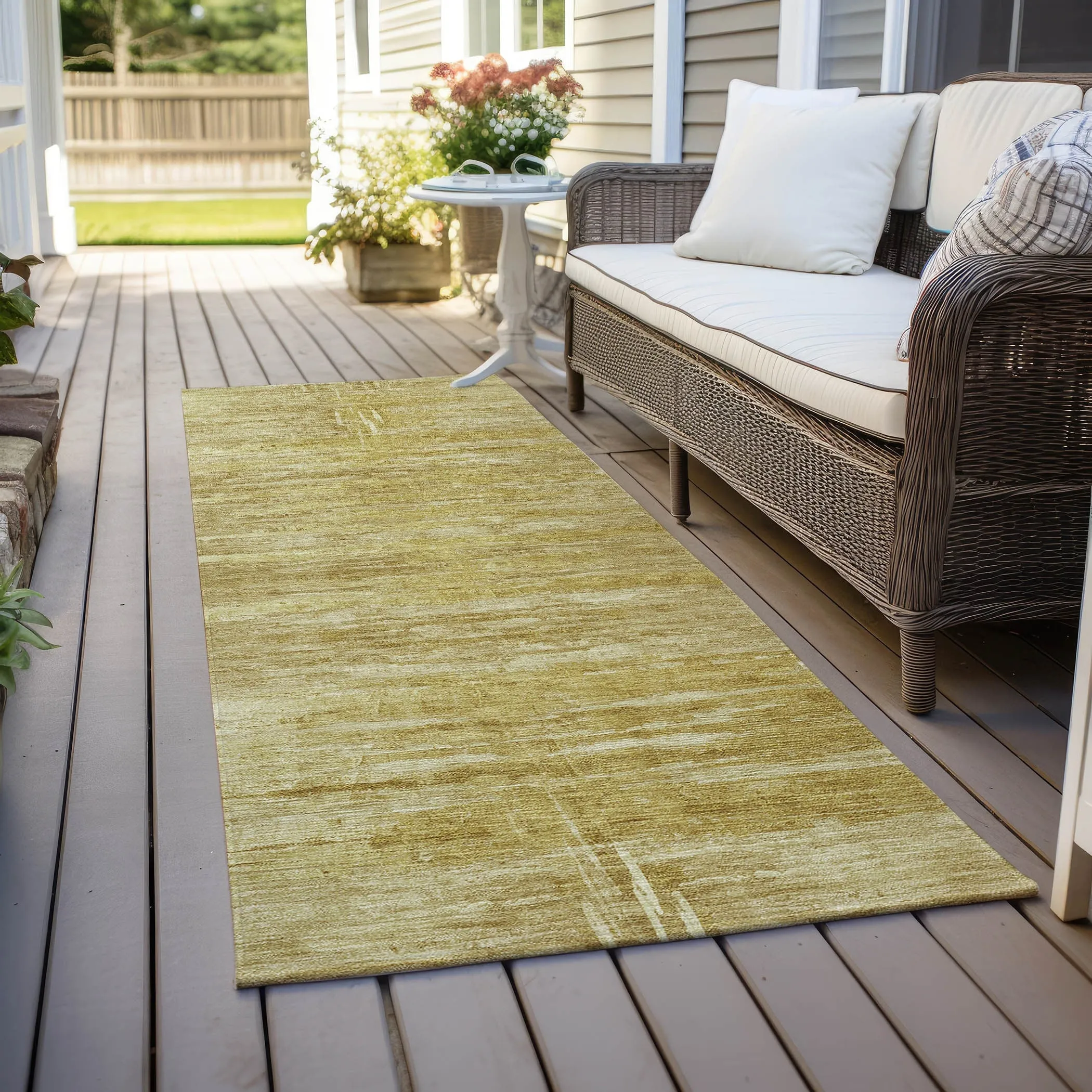Machine Washable Indoor/ Outdoor Chantille Solid Ombre Rug