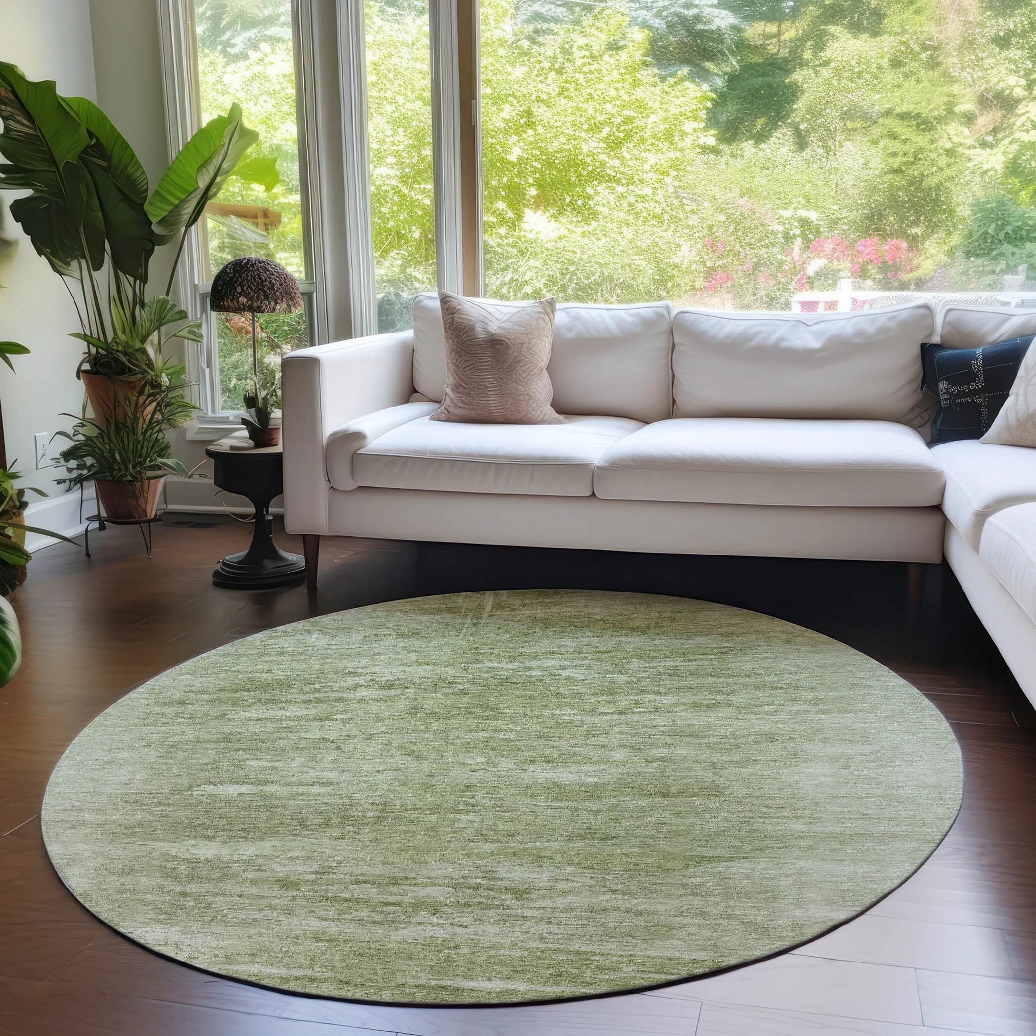 Machine Washable Indoor/ Outdoor Chantille Solid Ombre Rug