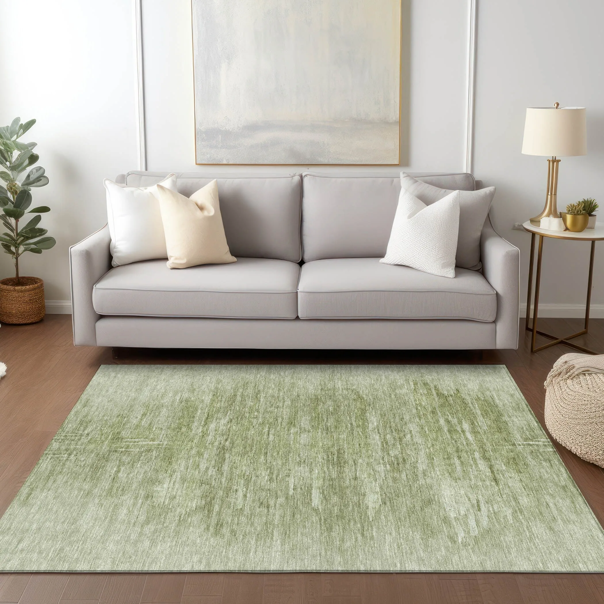 Machine Washable Indoor/ Outdoor Chantille Solid Ombre Rug