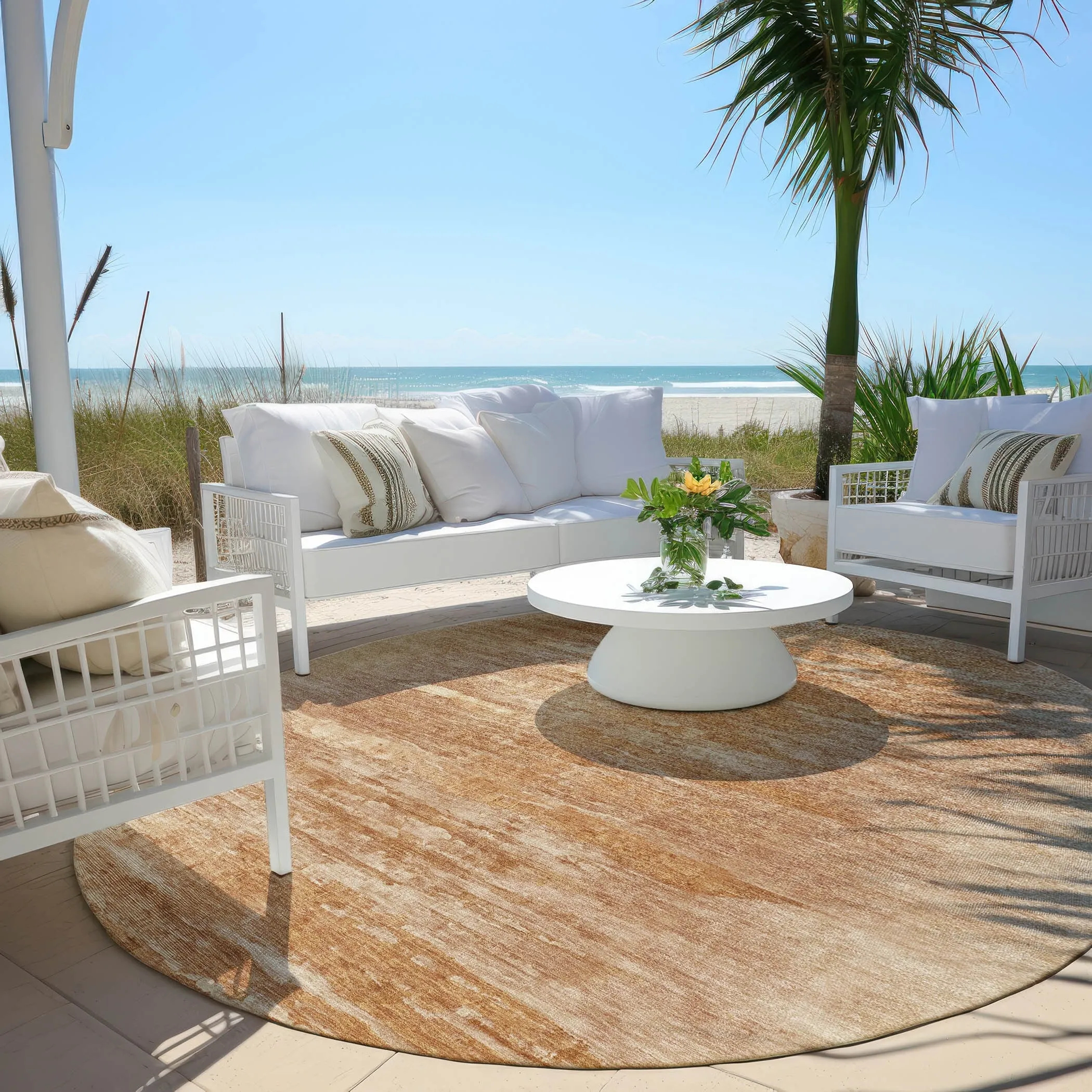 Machine Washable Indoor/ Outdoor Chantille Solid Ombre Rug